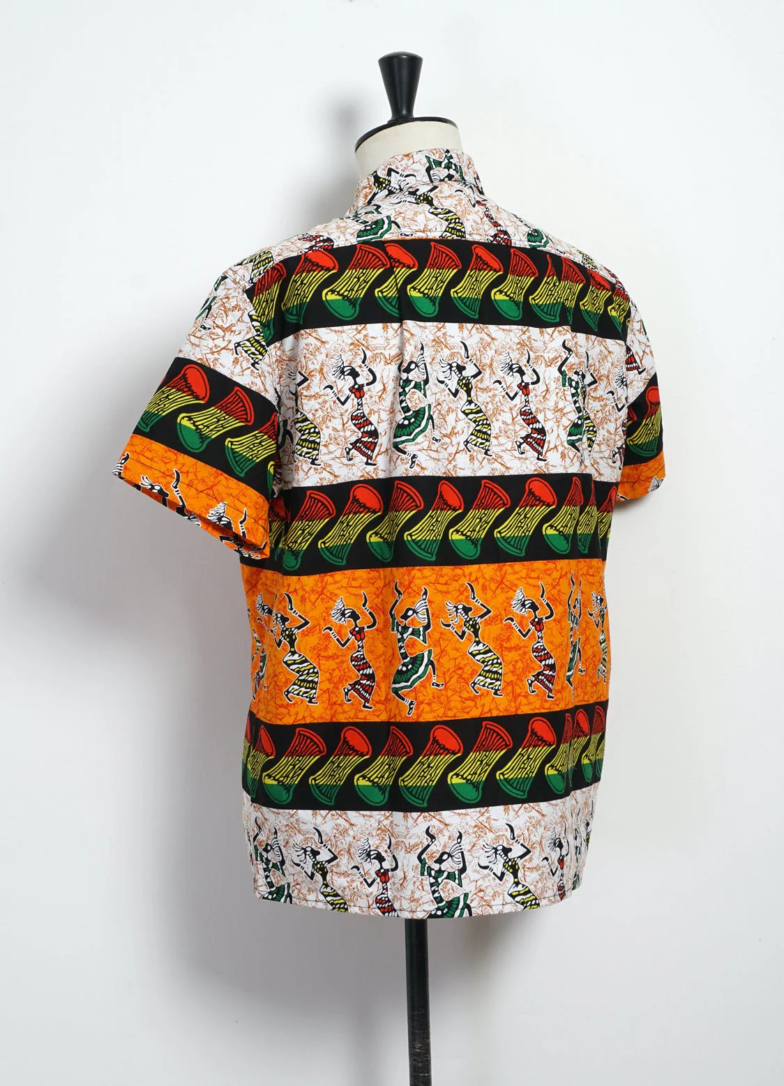 50s Milano Shirt | African Wax Block Print | Rasta - Image 3