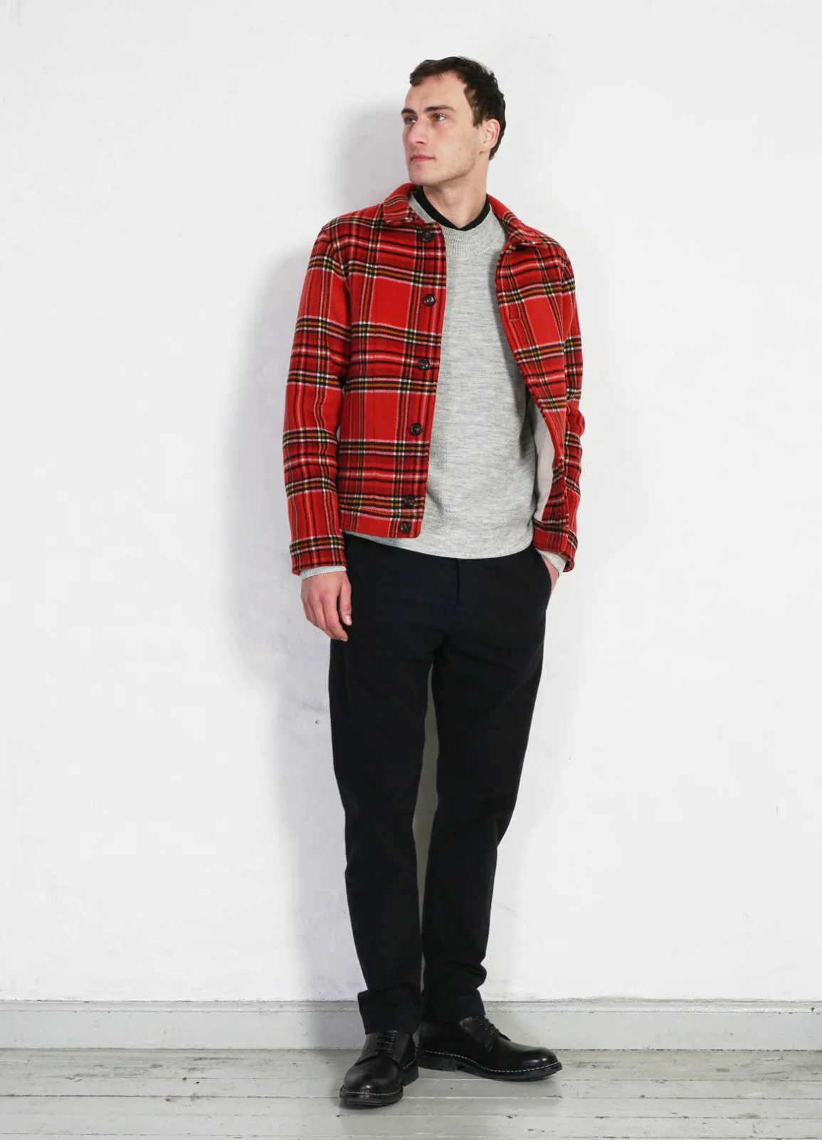 ATLAS | Short Double Face Wool Jacket | Red Check Pepita - Image 2