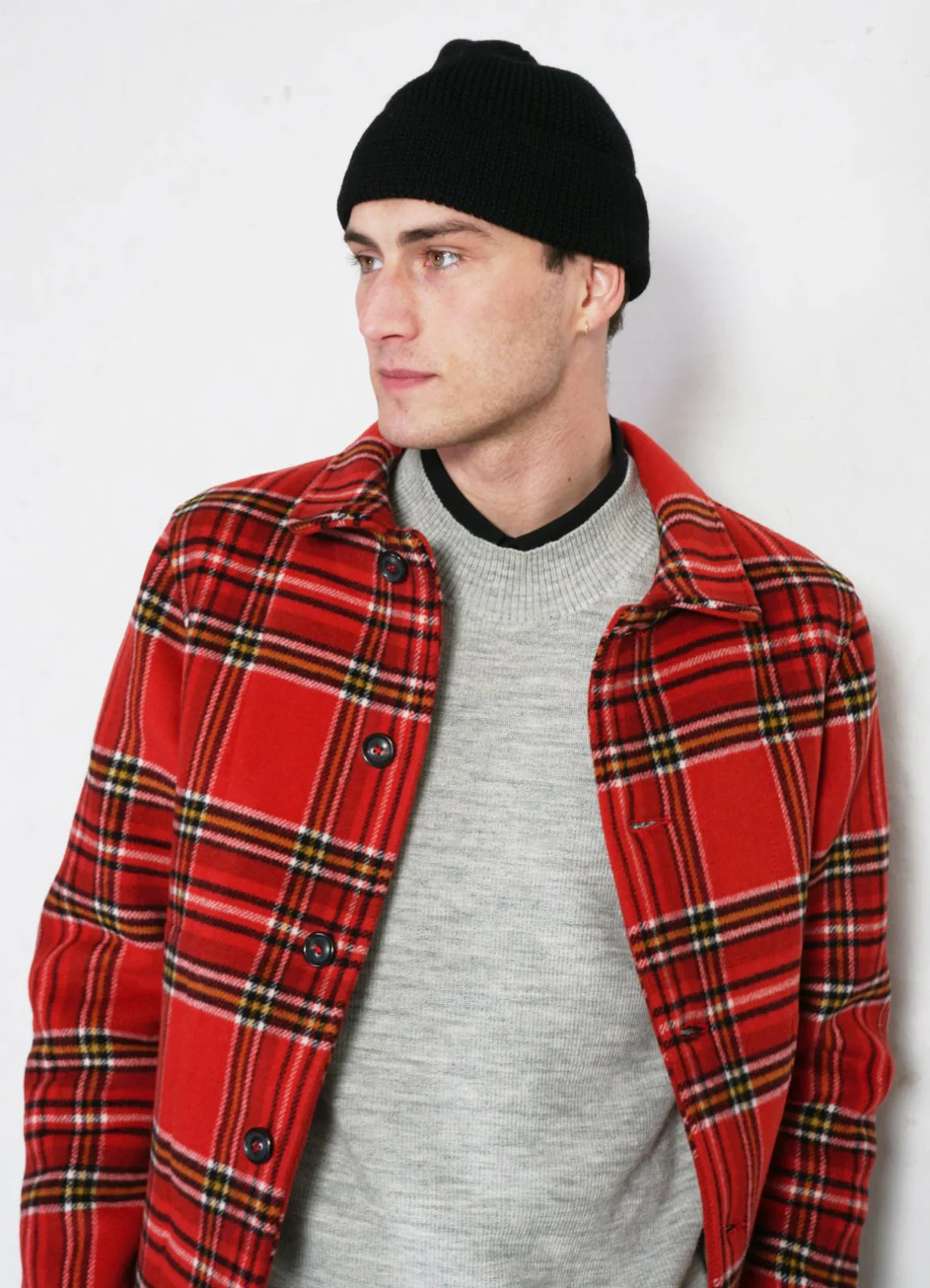 ATLAS | Short Double Face Wool Jacket | Red Check Pepita - Image 7
