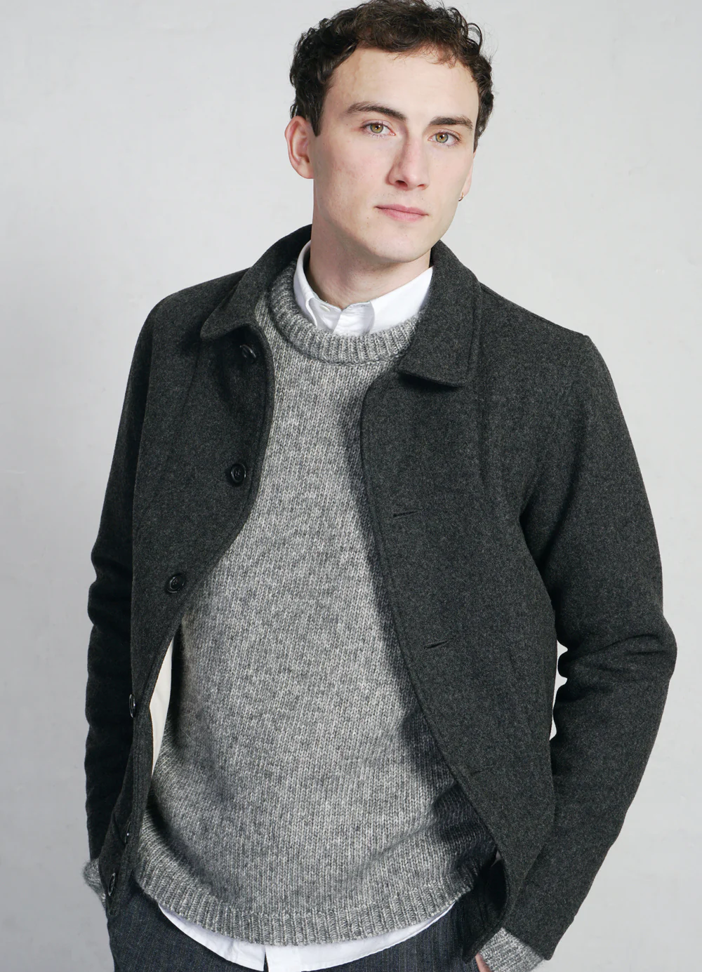 ATLAS | Short Wool Felt Jacket | Grey Melange - Image 2