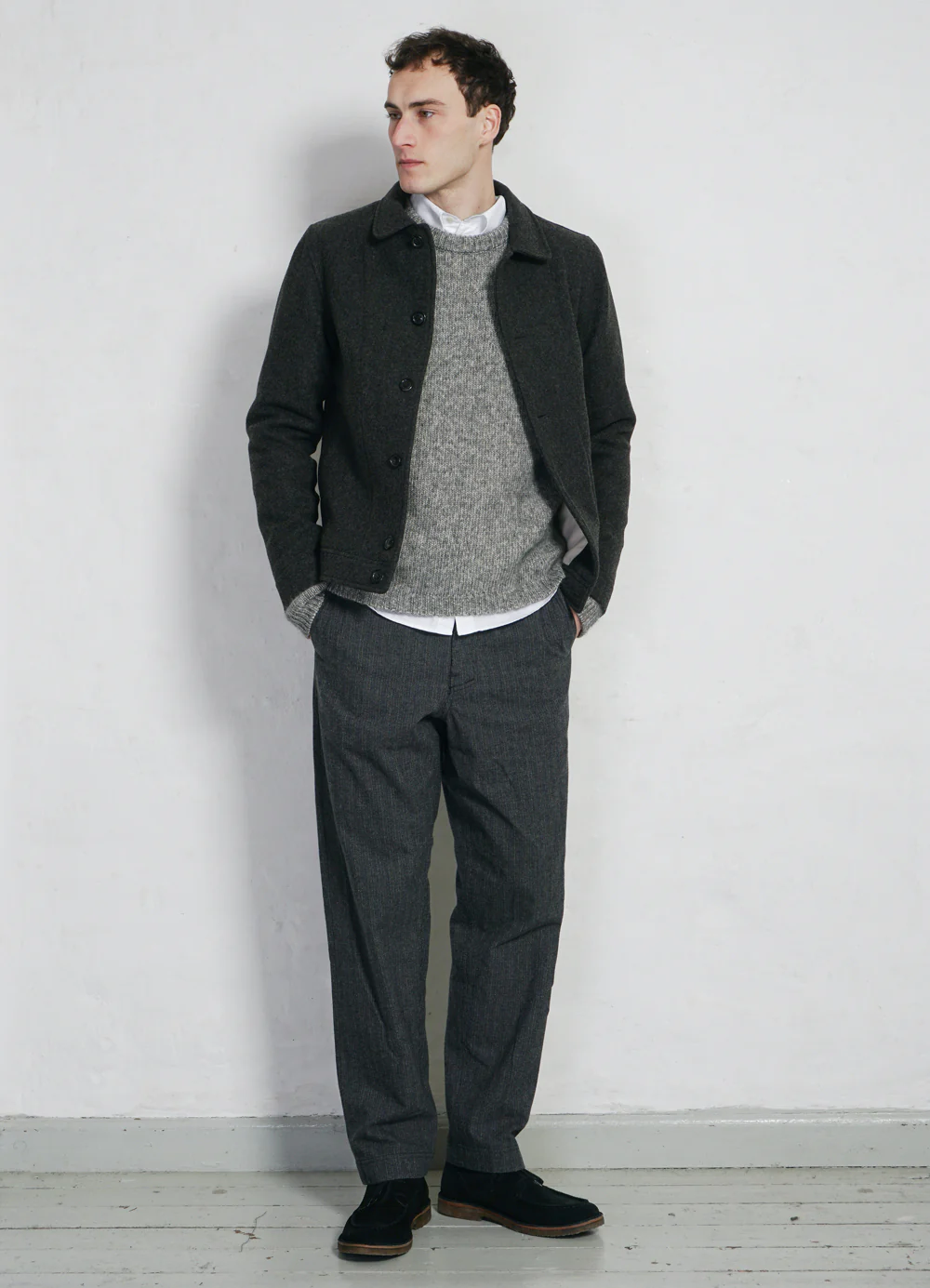 ATLAS | Short Wool Felt Jacket | Grey Melange - Image 5