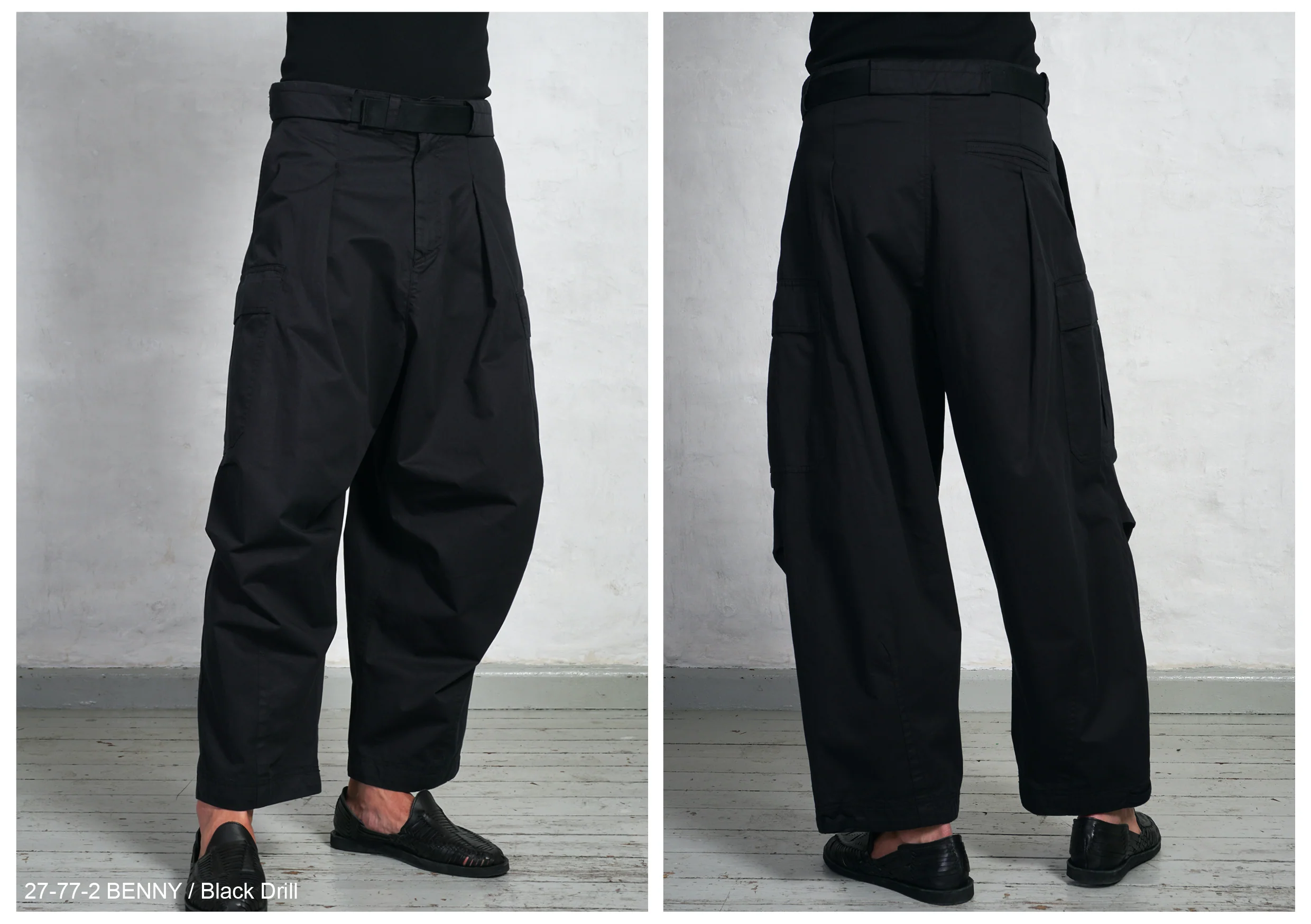 BENNY | Super Wide Ballon Trousers | Black Drill - Image 4