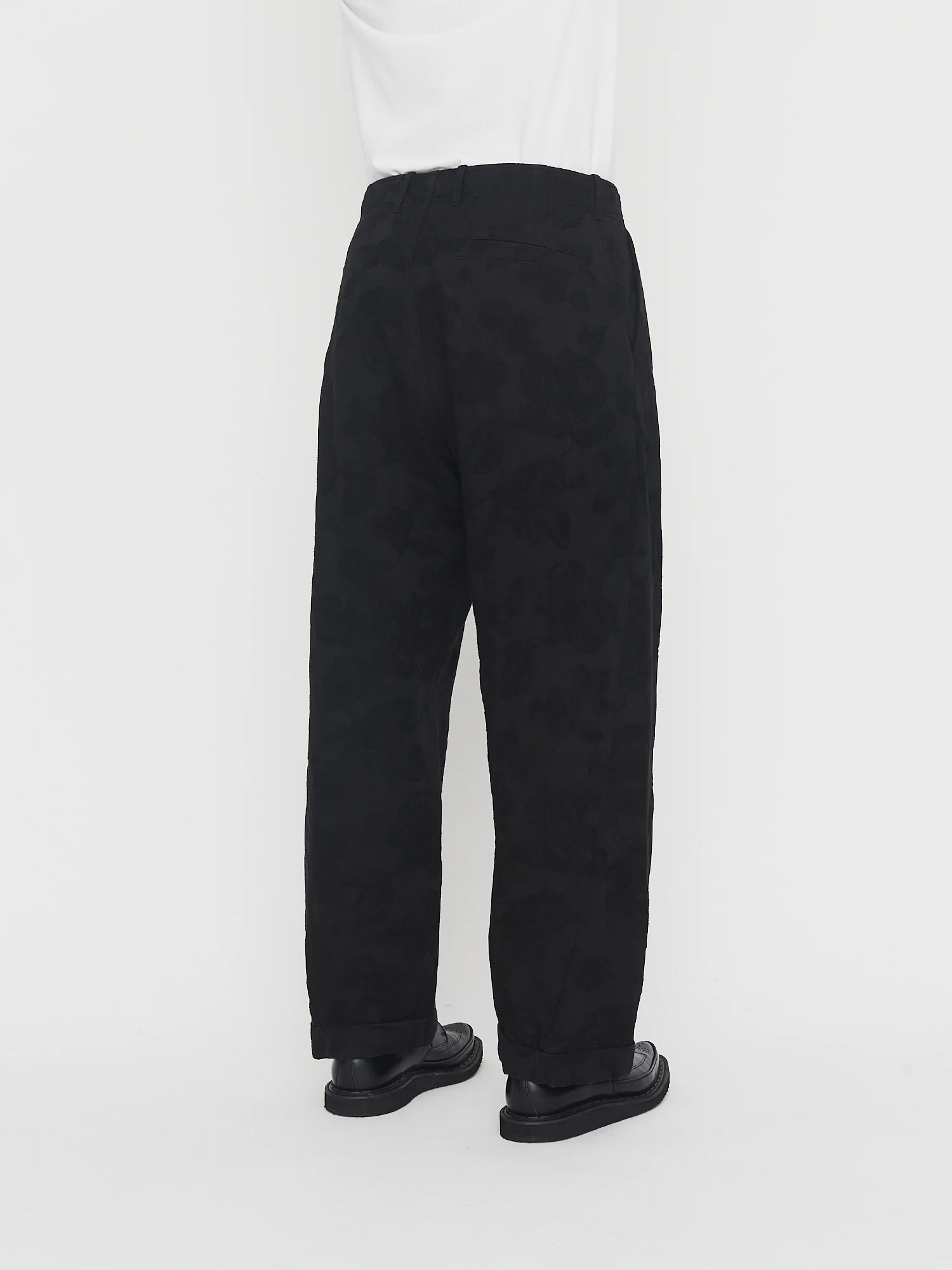 BOBBY 30-30-2 | Wide Pleated Trousers | Black Flowers - Image 3