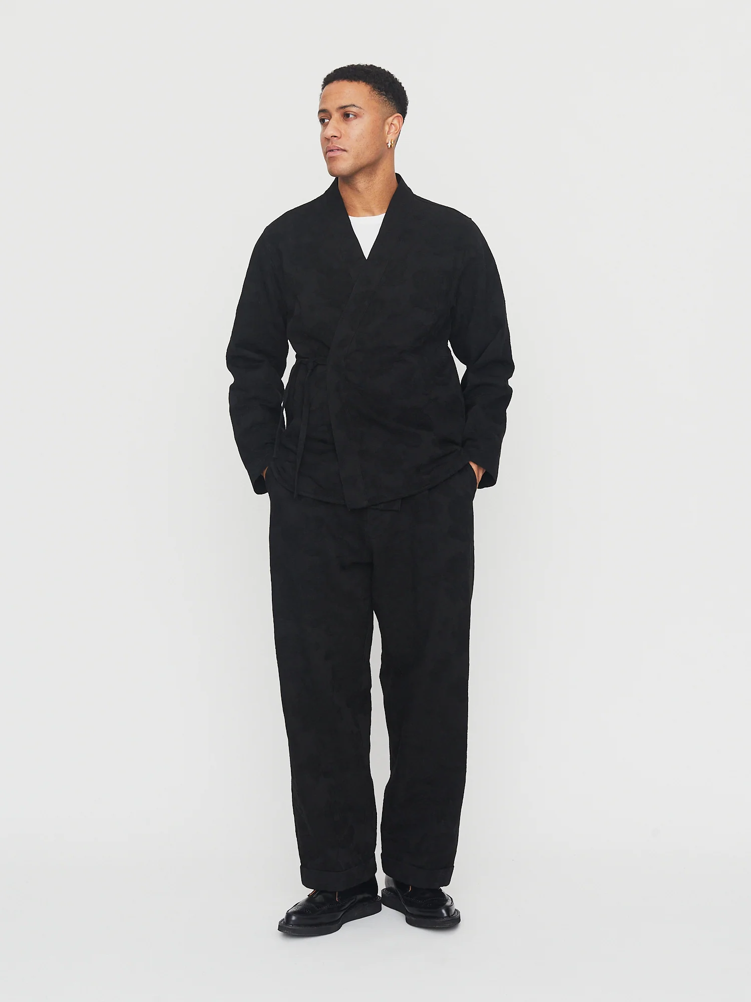 BOBBY 30-30-2 | Wide Pleated Trousers | Black Flowers - Image 7