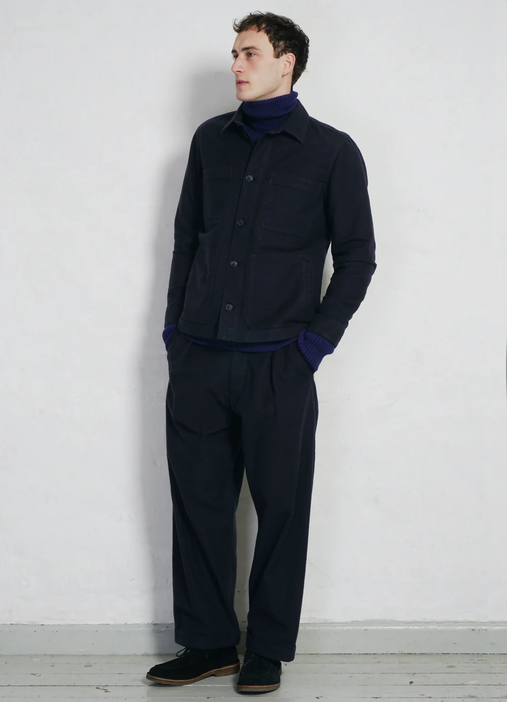 BOBBY | Super Wide Pleated Trousers | Navy - Image 2
