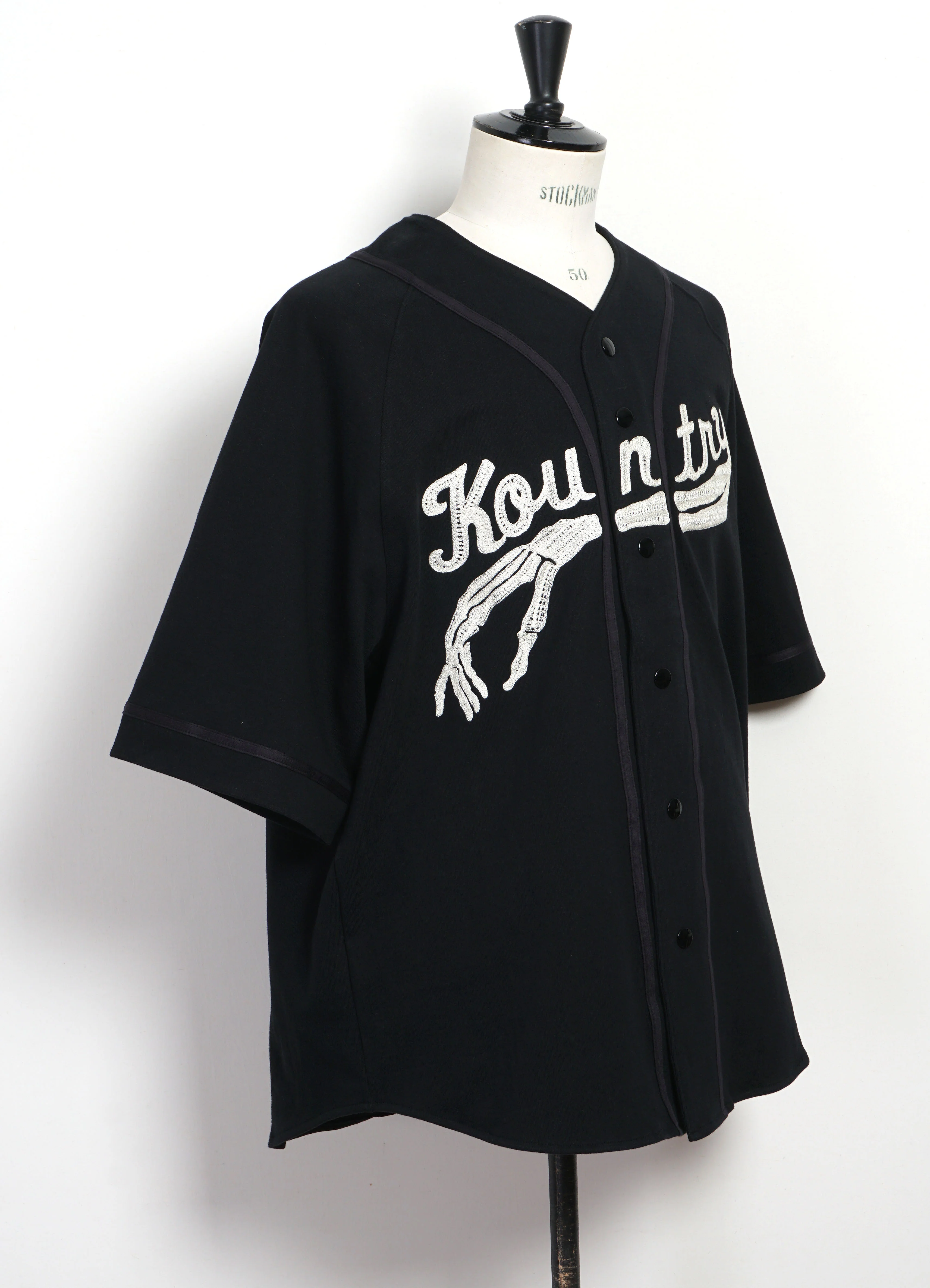 BONE | 16/- Densed Jersey Baseball Shirt | Black - Image 3