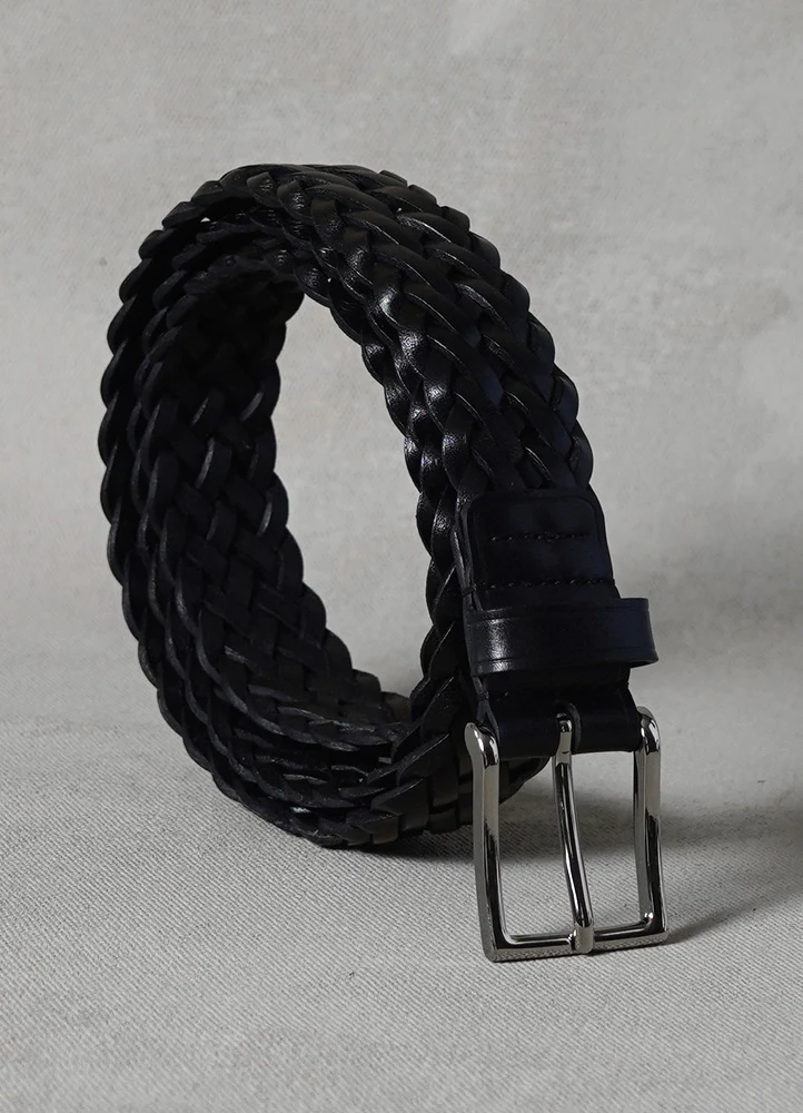 BRAIDED | Leather Belt | Black/Palladium - Image 3