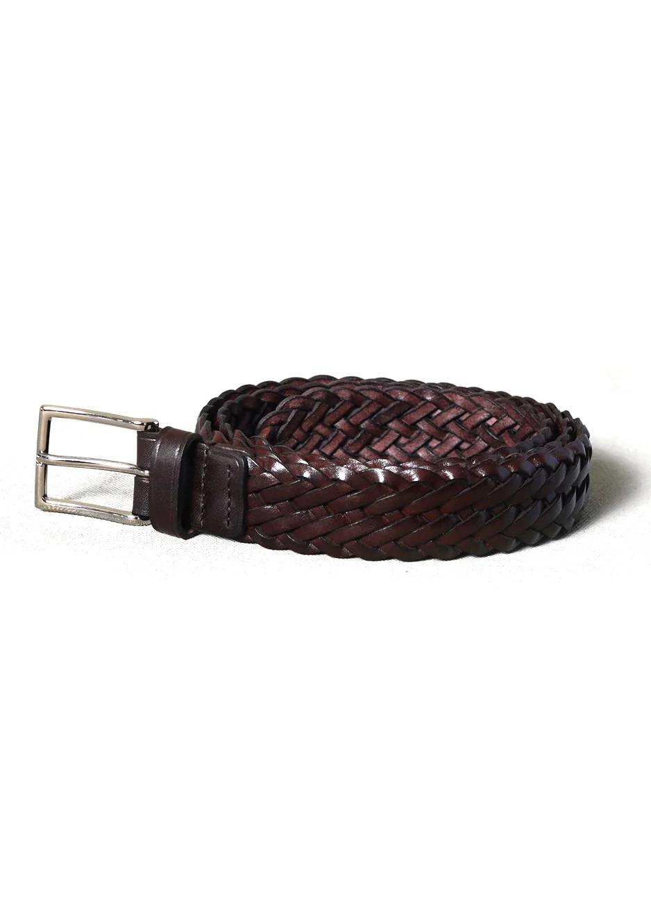 BRAIDED | Leather Belt | Dark Brown/Brass - Image 2