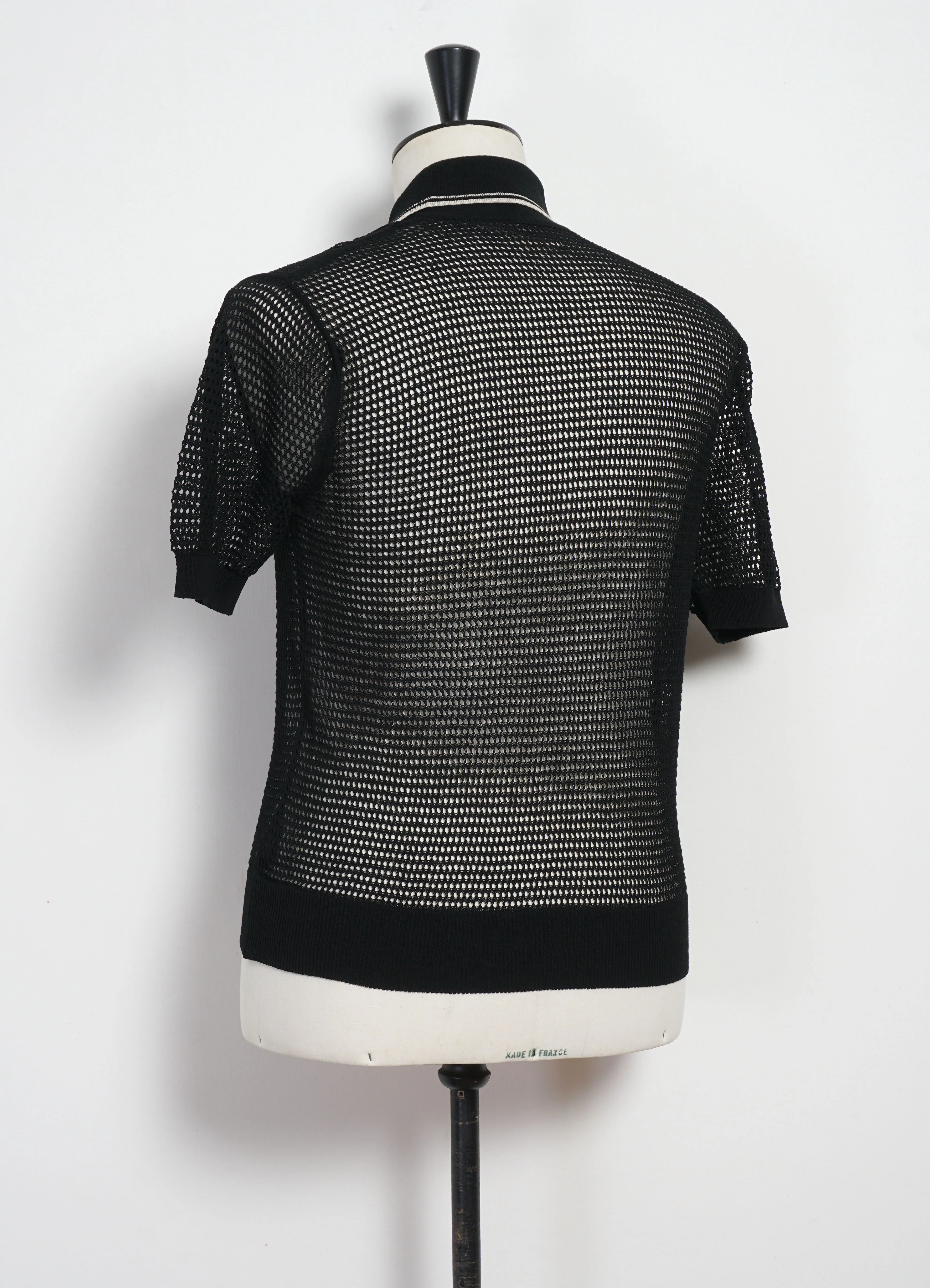 CAROL | 12g Mesh Knit Polo | Black - Image 5