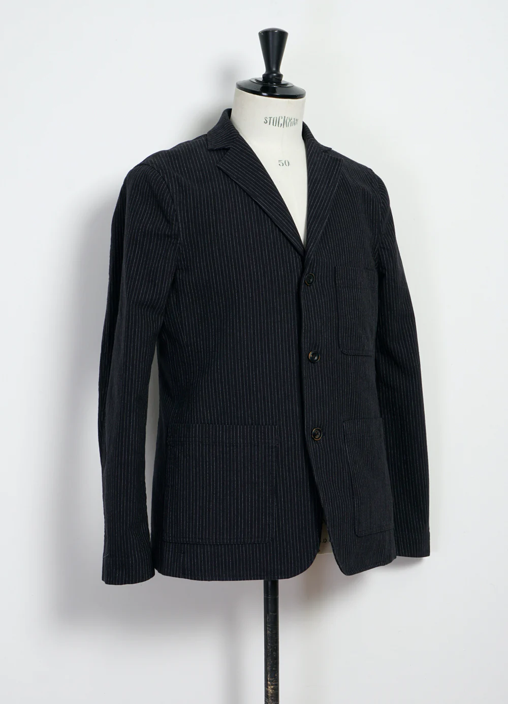 CHARLIE 28-32-2 | Easy Three Button Blazer | Black Pin - Image 6