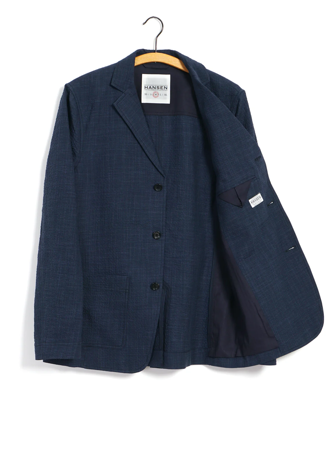 CHARLIE | Easy Three Button Blazer | Crinkle Blue - Image 3