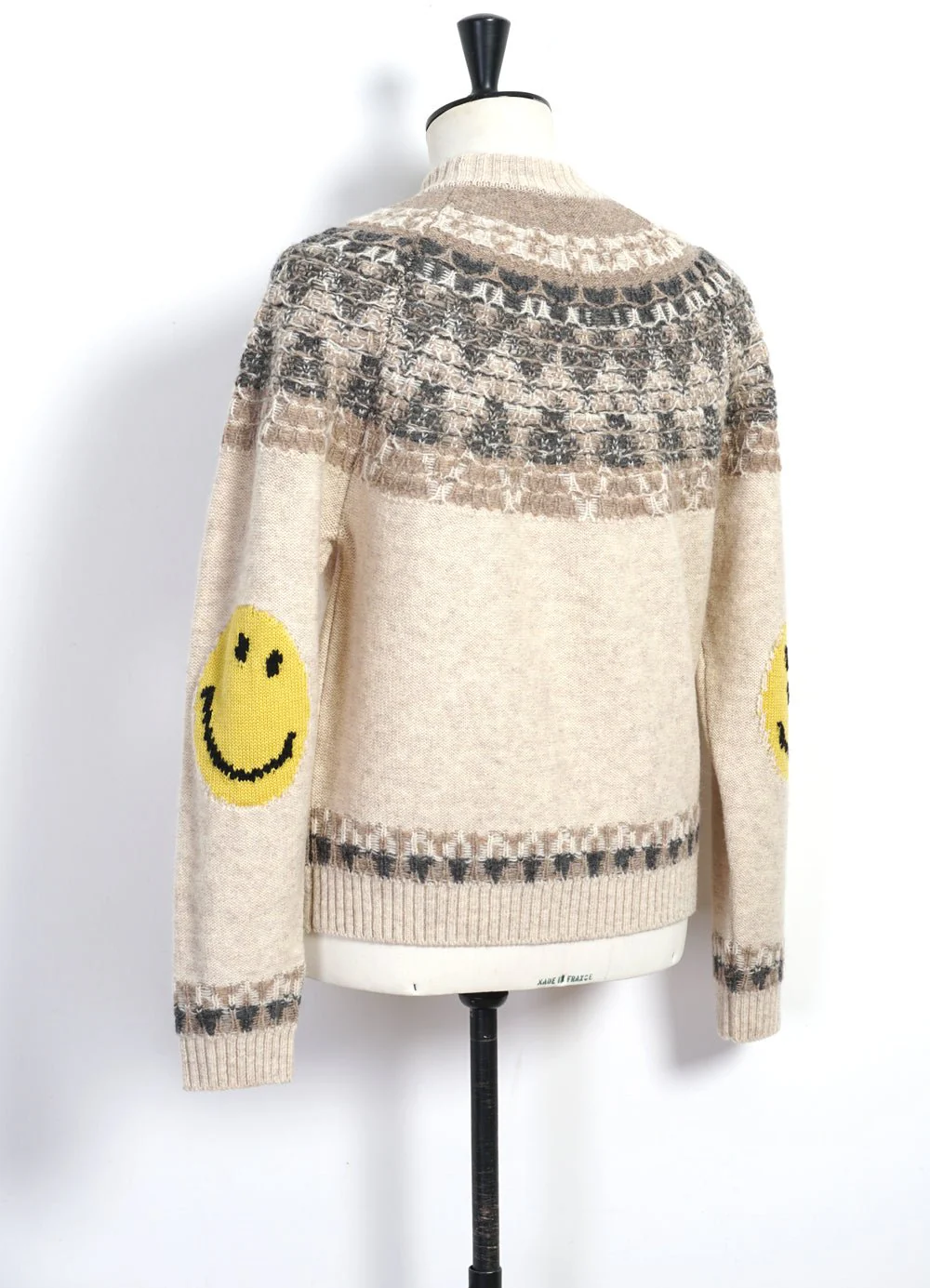 NORDIC SMILIE | Wool-Jacquard Crewneck Sweater | Ecru - Image 3