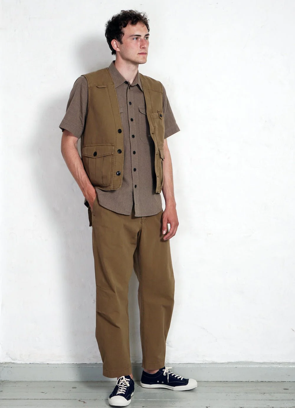 KARLO | Wide Cut Utility Trousers | Khaki - Image 2