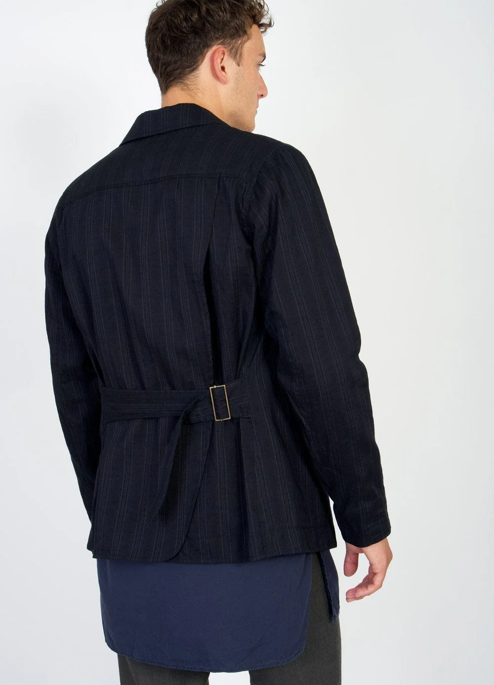 SIMON | Open Back Blazer | Black Stripe - Image 3