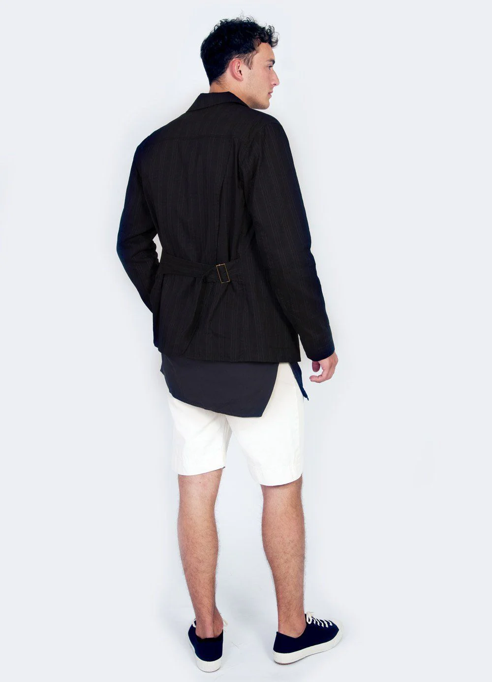 SIMON | Open Back Blazer | Black Stripe - Image 4