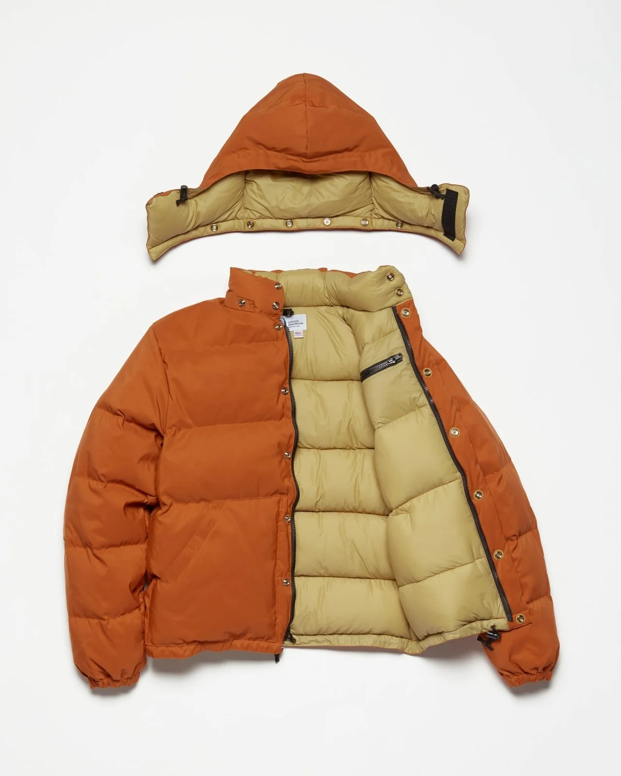 Down Sweater | 60/40 Cotton/Nylon Down Jacket | Rust/Khaki - Image 5