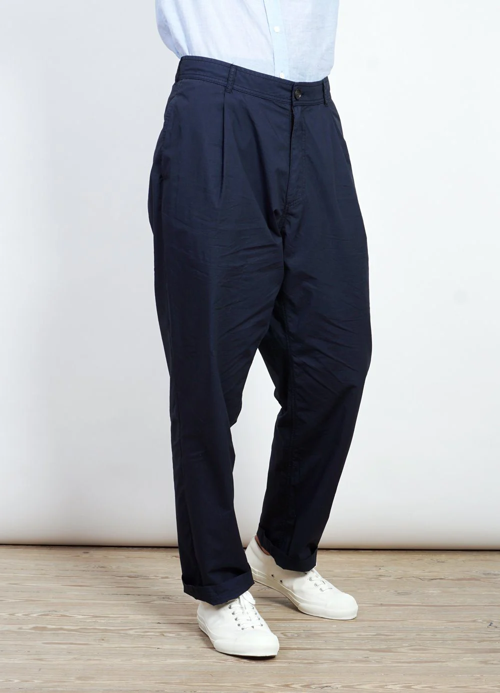 EIGIL | Light Wide Cut Summer Trousers | Navy - Image 3