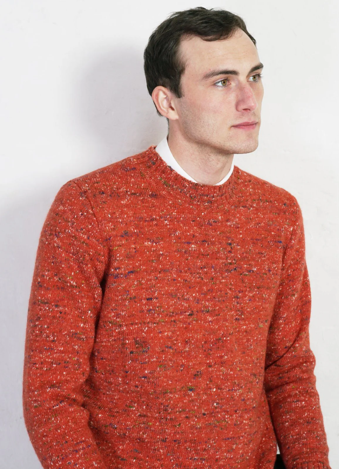EIVIND | Crew Neck Rib Sweater | Donegal Coral - Image 2
