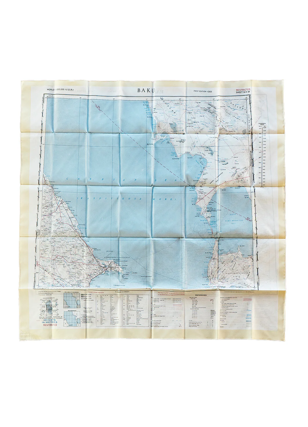 ESCAPE SCARF | Vintage British Army Map | Baku / Rasht - Image 2