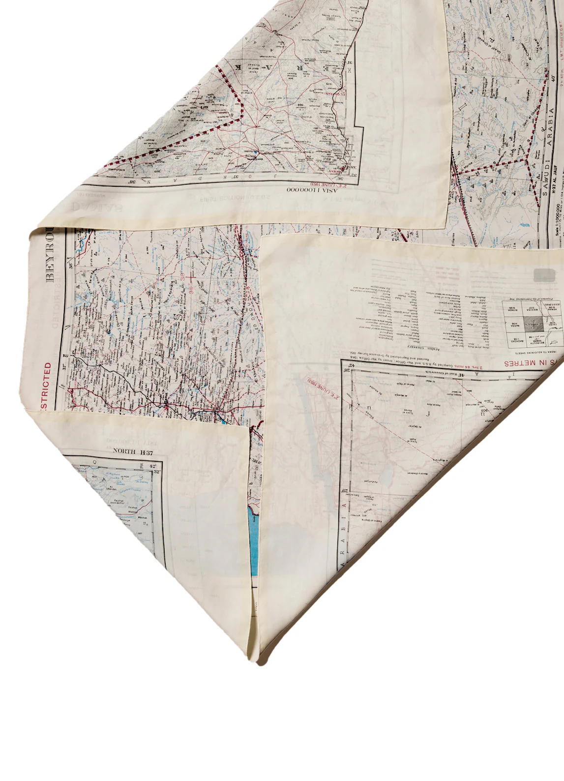 ESCAPE SCARF | Vintage British Army Map | Beirut / Damascus / Al Jauf - Image 3