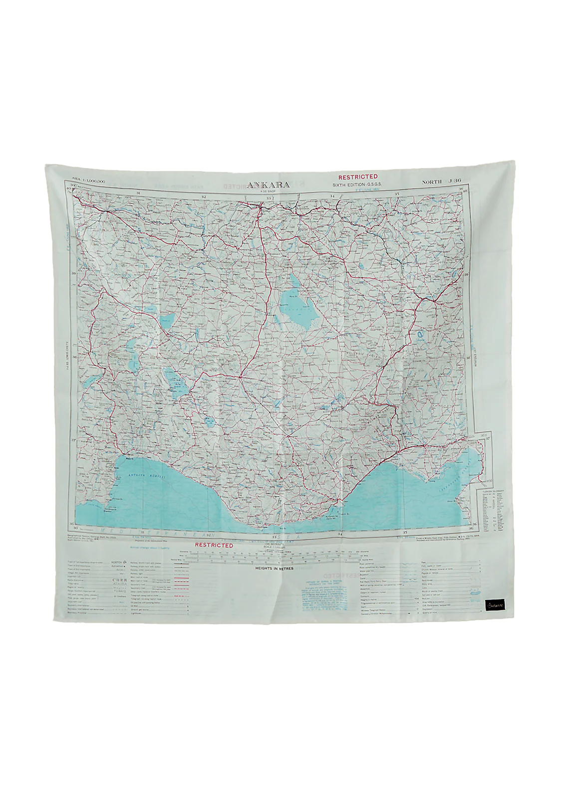 ESCAPE SCARF | Vintage British Army Map | Sinop / Ankara - Image 2