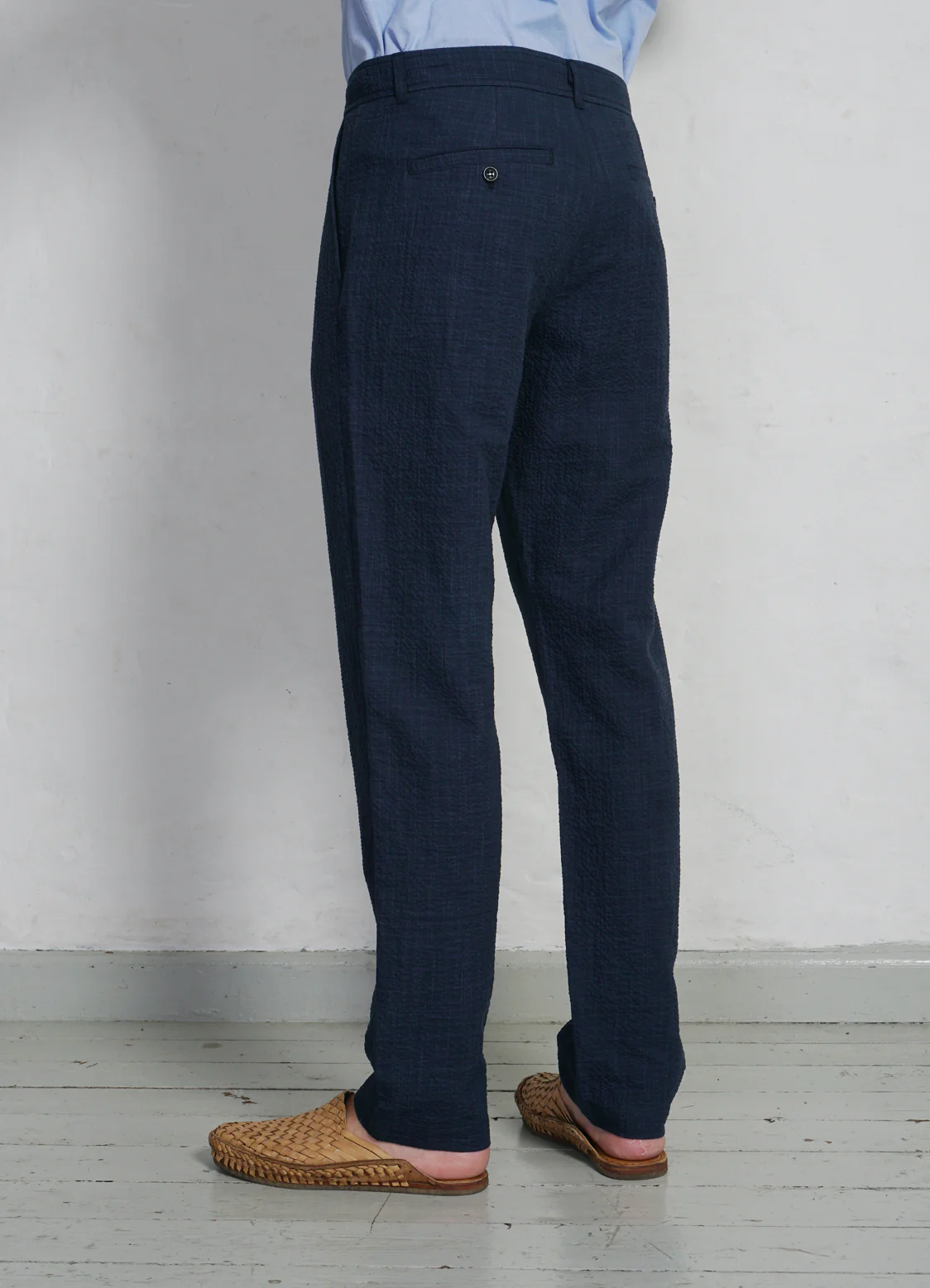 FRED | Regular Cut Trousers | Crinkle Blue - Image 4