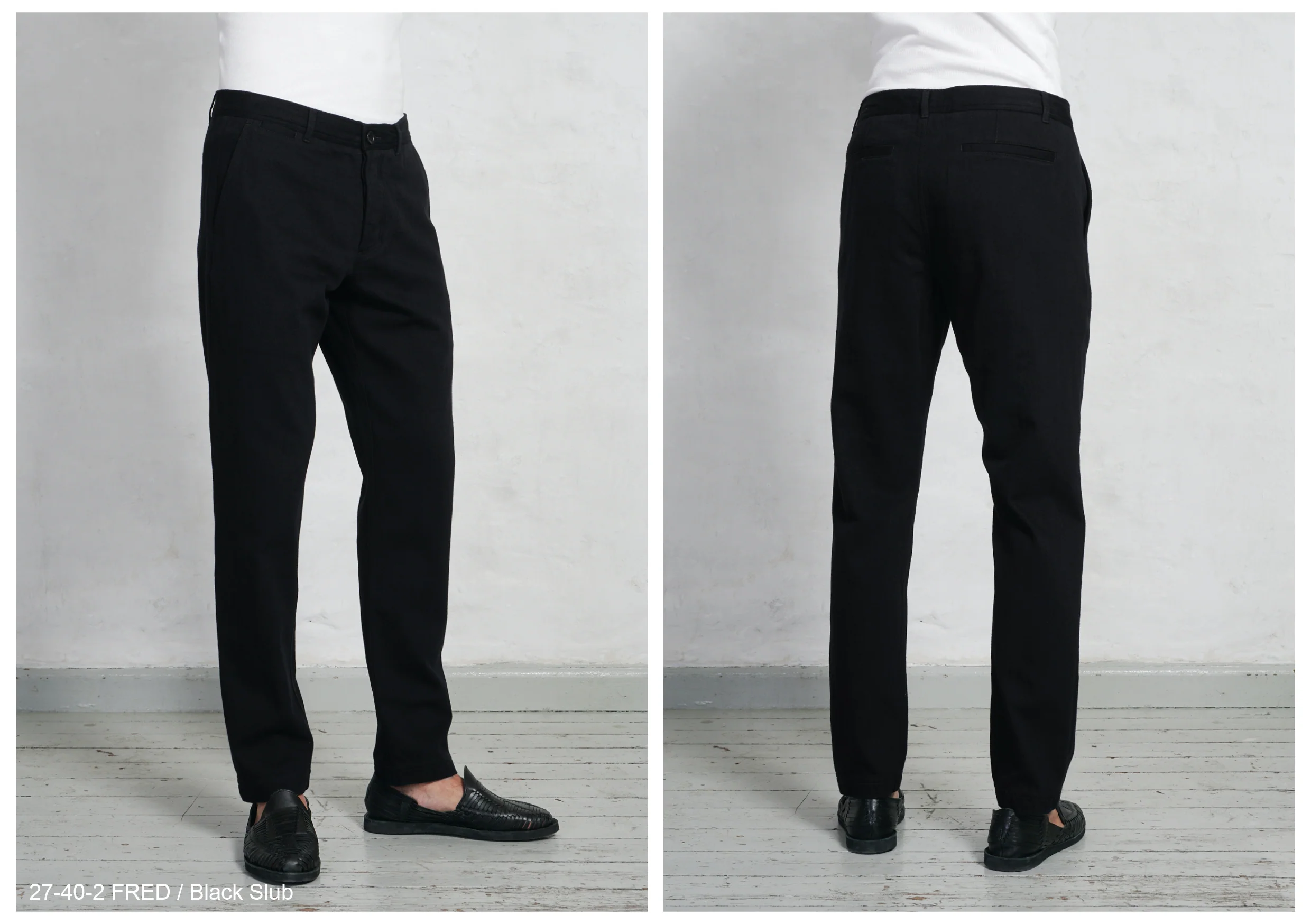 FRED | Regular Cut Work Trousers | Black Slub - Image 4