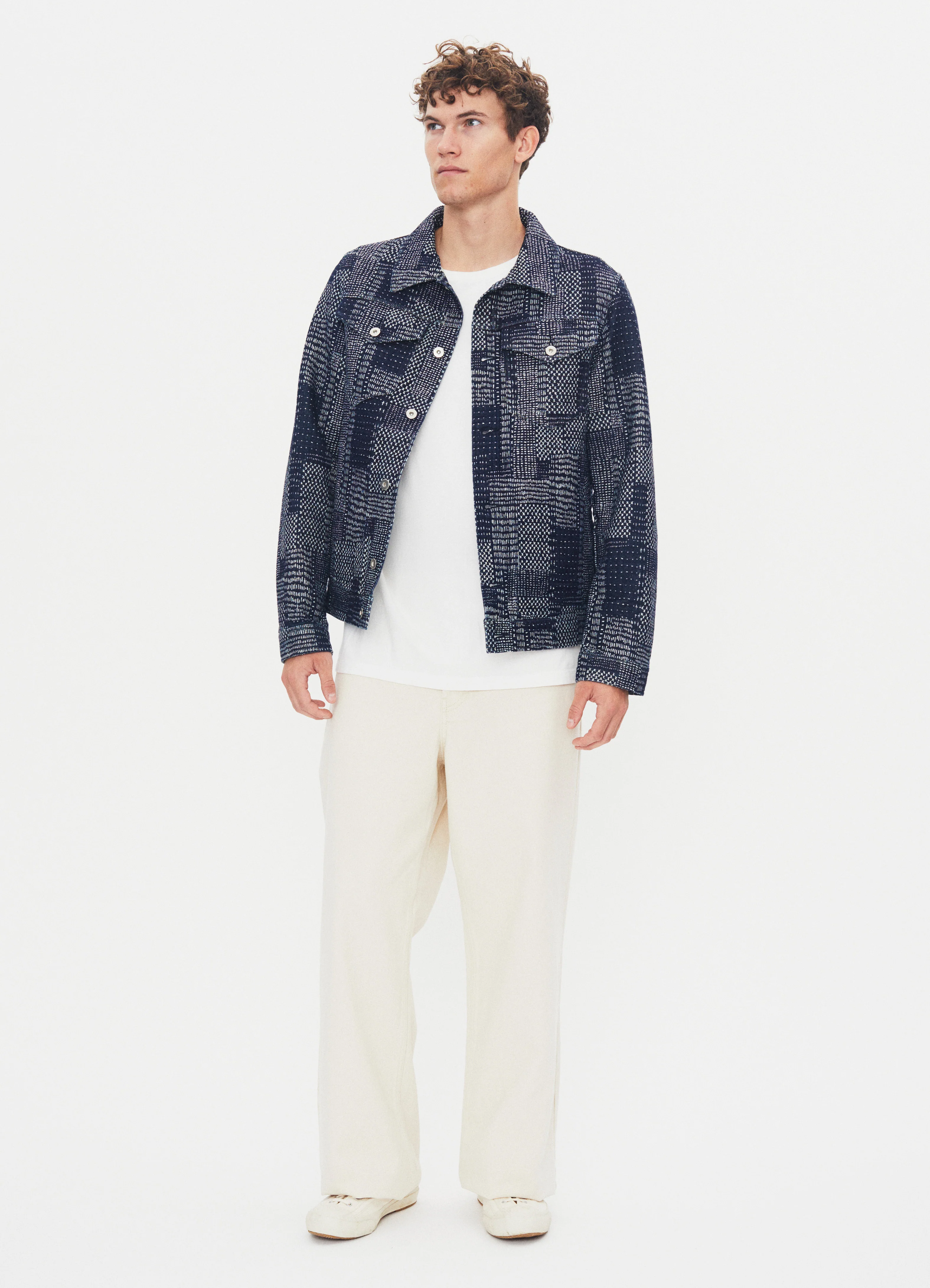 GENE 100-10-25-4 | Casual Workwear Jacket | Sashiko Indigo - Image 3