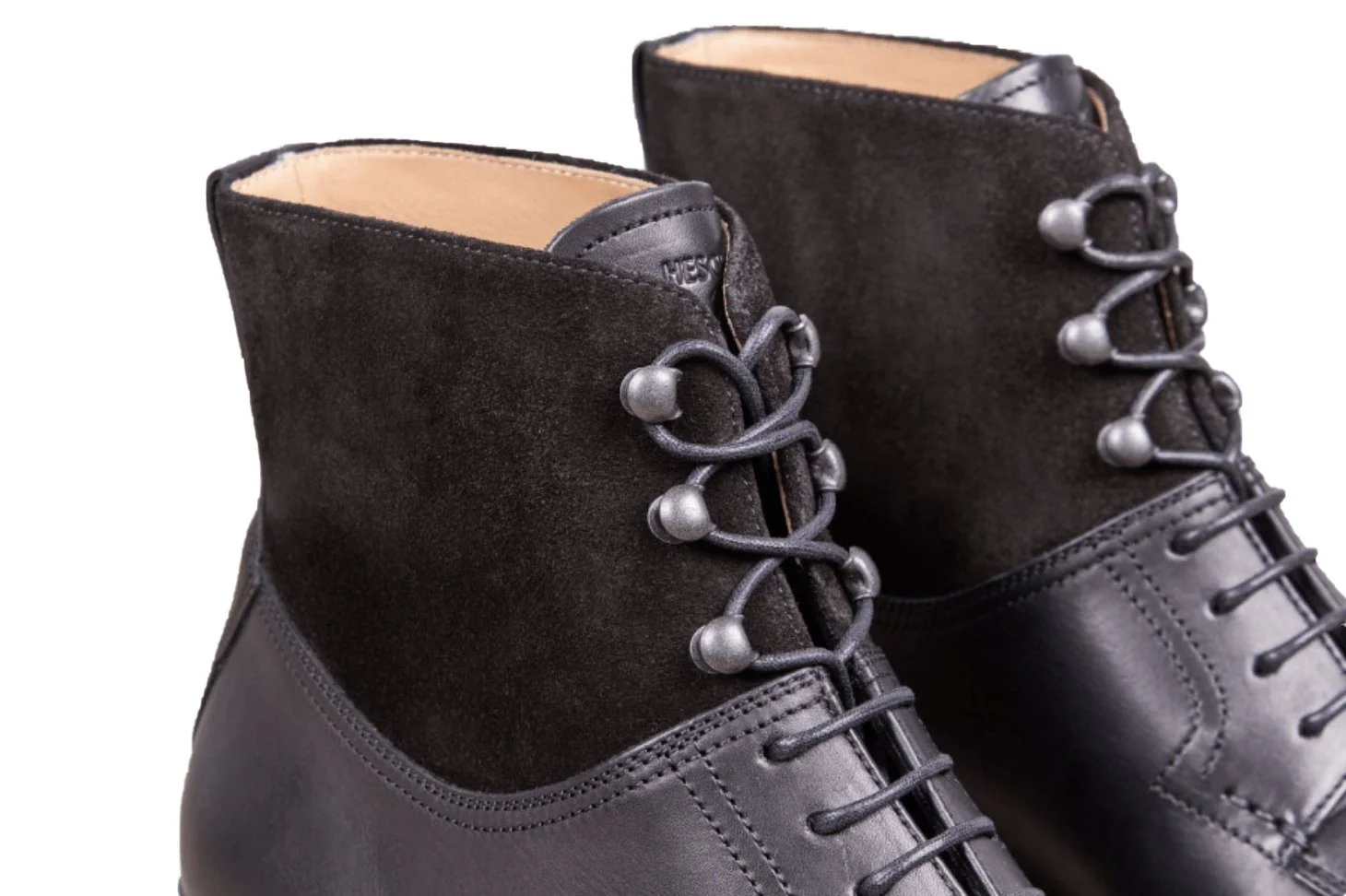 GINKGO | Leather Boot with Suede Collar | Black - Image 3
