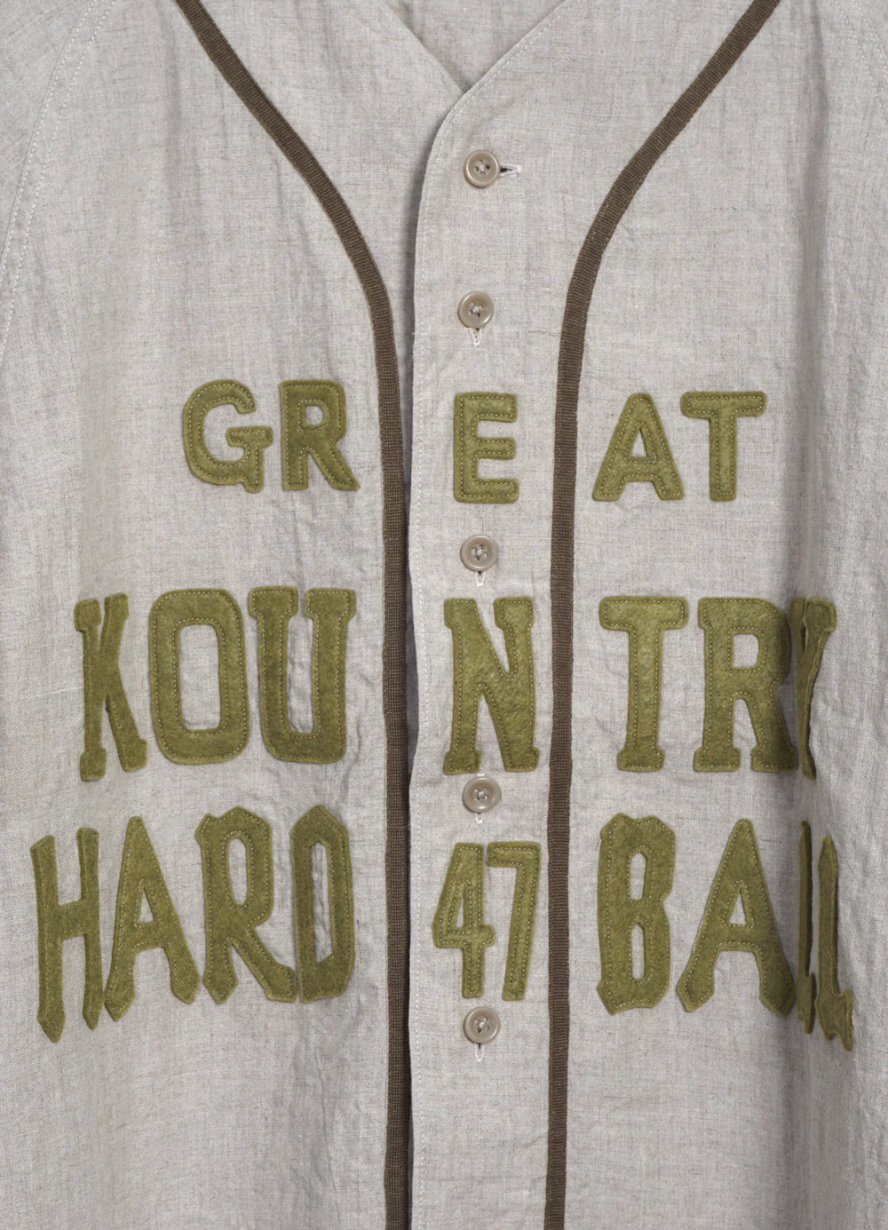 GREAT KOUNTRY | French Linen Baseball Shirt | Beige - Image 4