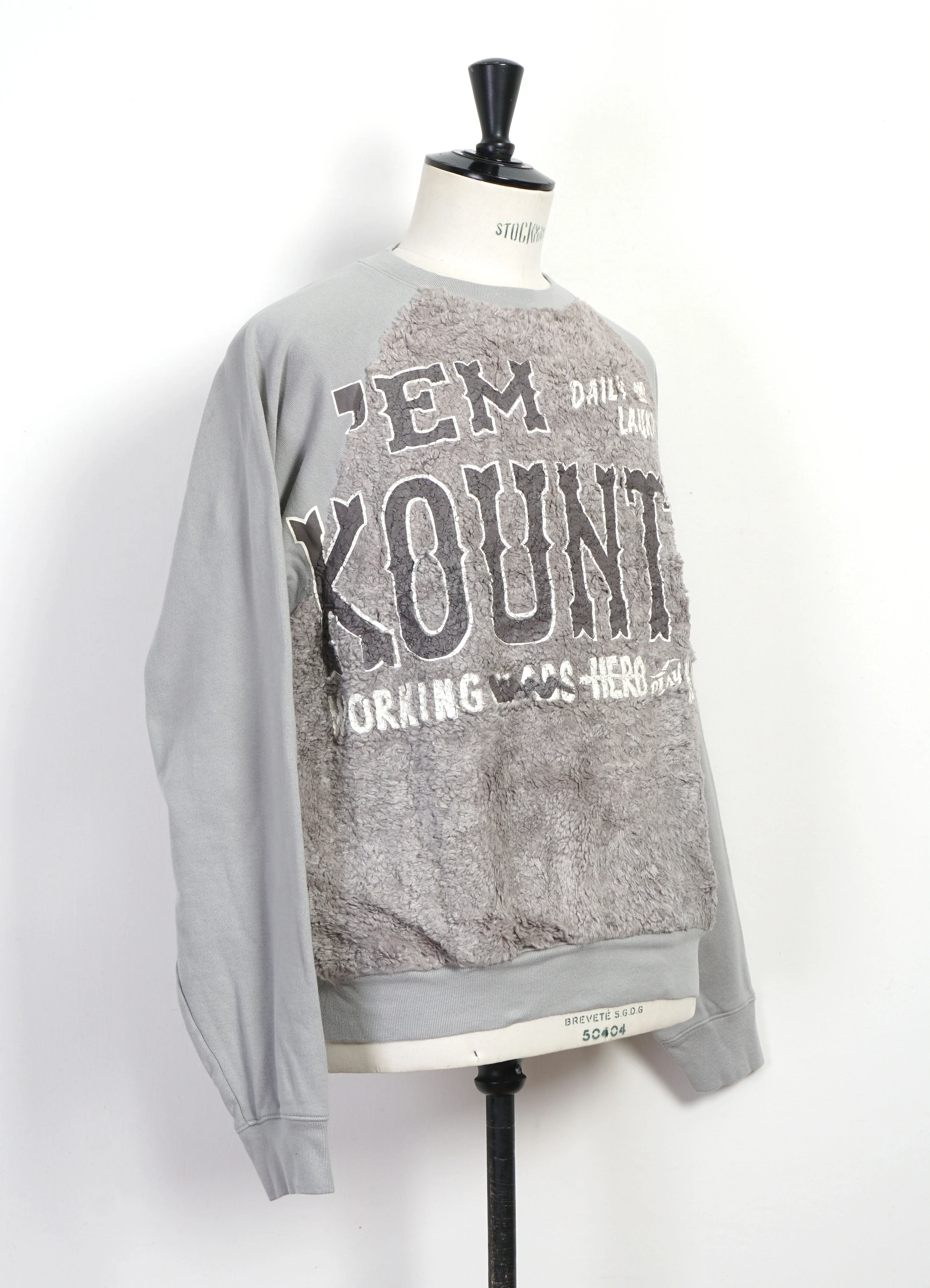 GRIZZLY SWT | Knit & Fur Crewneck Sweater | Grey - Image 2