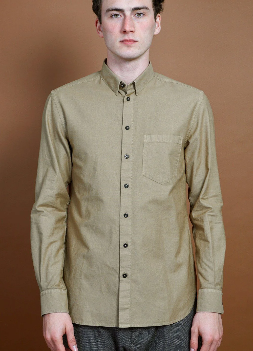 HAAKON | Hidden Button Down Shirt | Gobi - Image 2