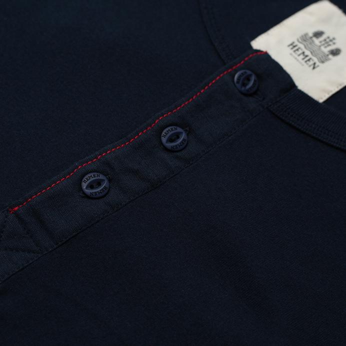 HARRI | Organic Long Sleeve Henley | Deep Marine - Image 5