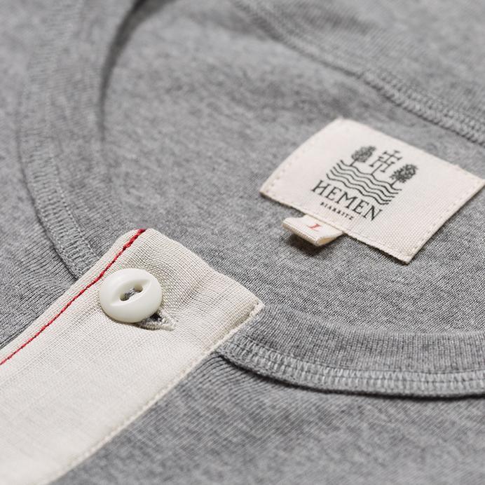 HARRI | Organic Long Sleeve Henley | Grey - Image 3