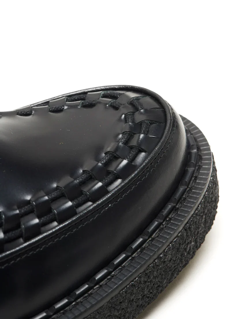 HATTON | Basketweave Leather Shoe | Black - Image 4
