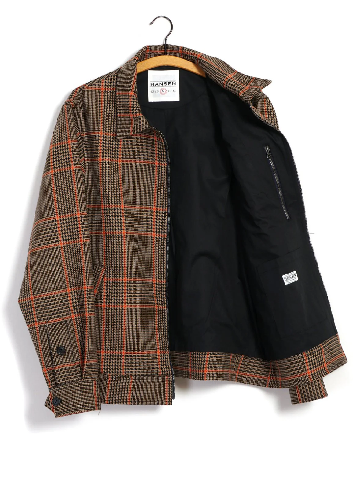 JARLE | Casual Zipper Jacket | Orange Glen Check - Image 3