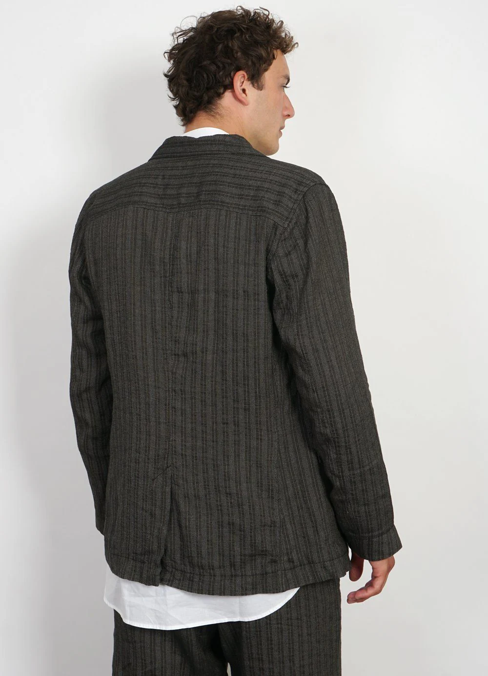 JOHANNES | Casual Blazer Jacket | Taupe Stripes - Image 3