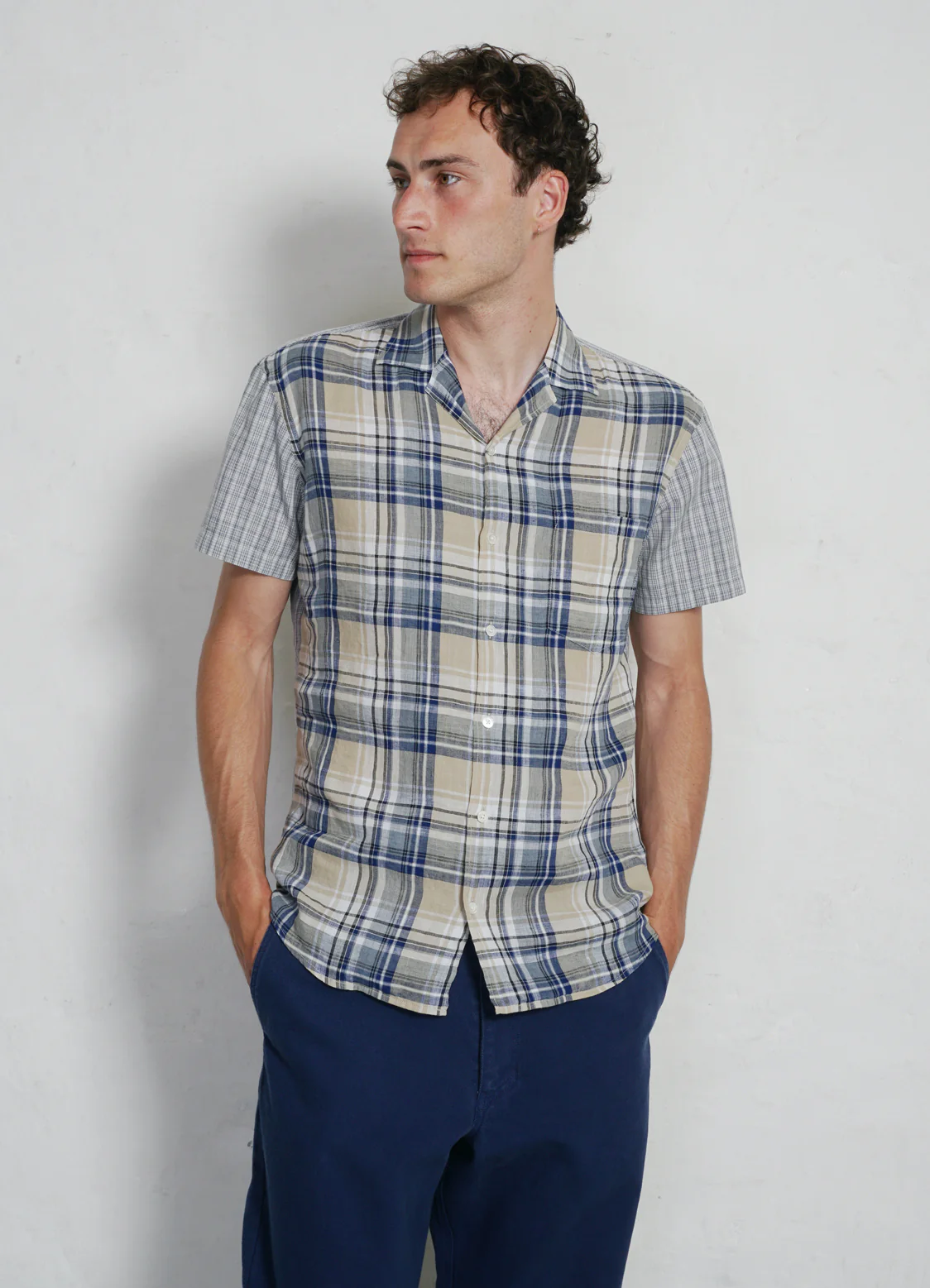 JONNY | Short Sleeve Shirt | Blue Checks - Image 3