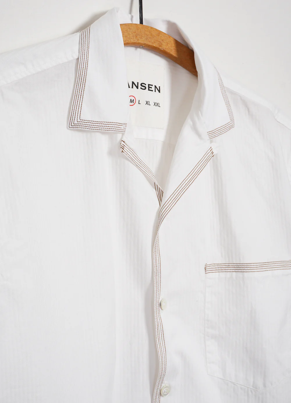 JONNY | Short Sleeve Herringbone Shirt | White - Image 6