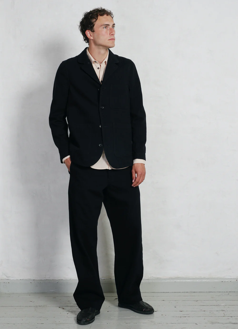 JOSEF | Refined Workwear Jacket | Black Slub - Image 2