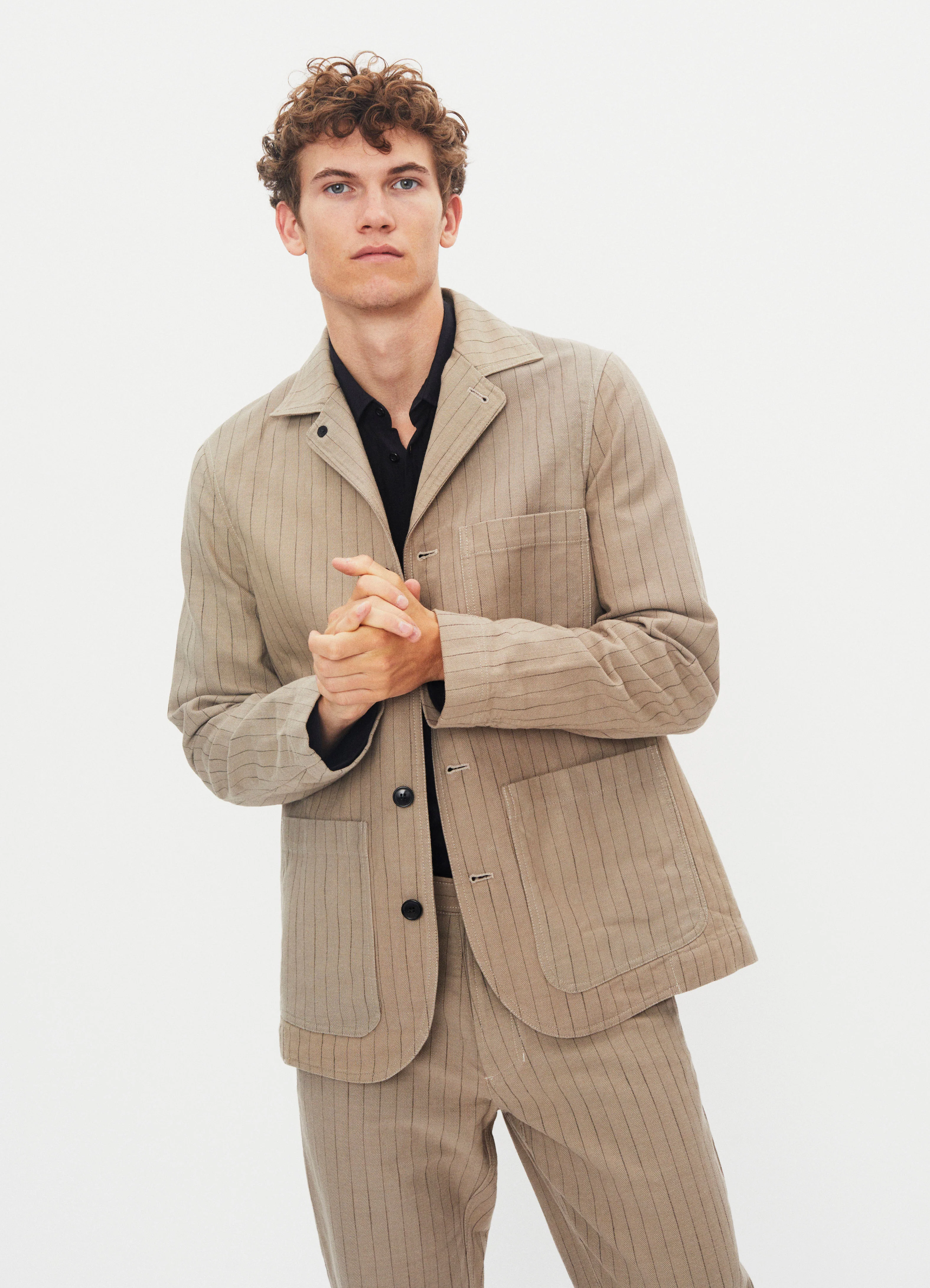 JOSUF 31-57-5 | Workwear Blazer | Beige Herringbone Pin - Image 2