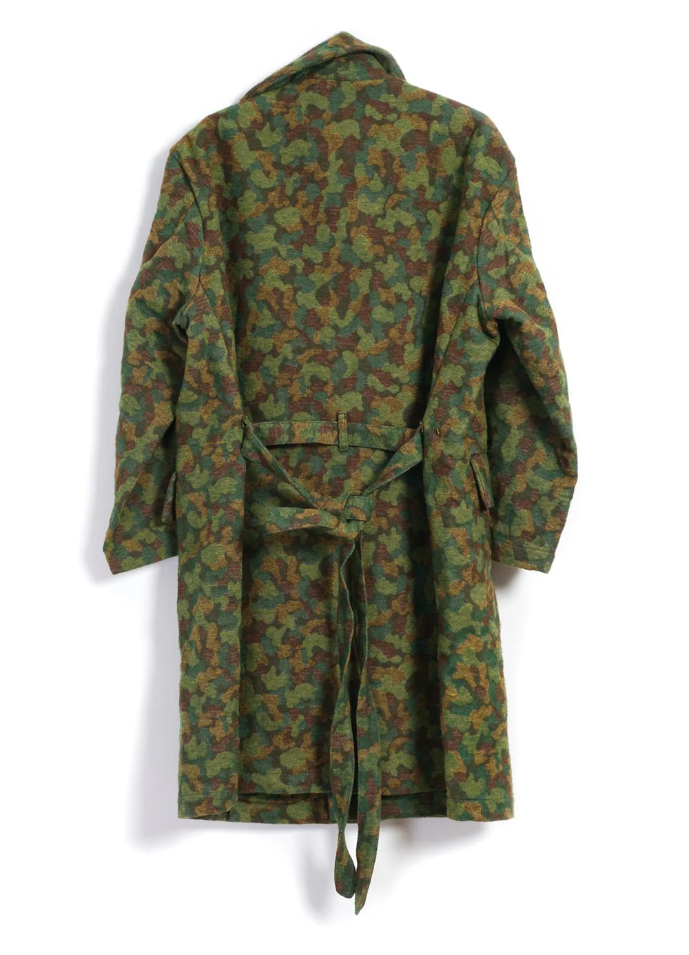 JUTE COAT | Oversized Coat With Belt | Green Jacquard Camo - Image 2