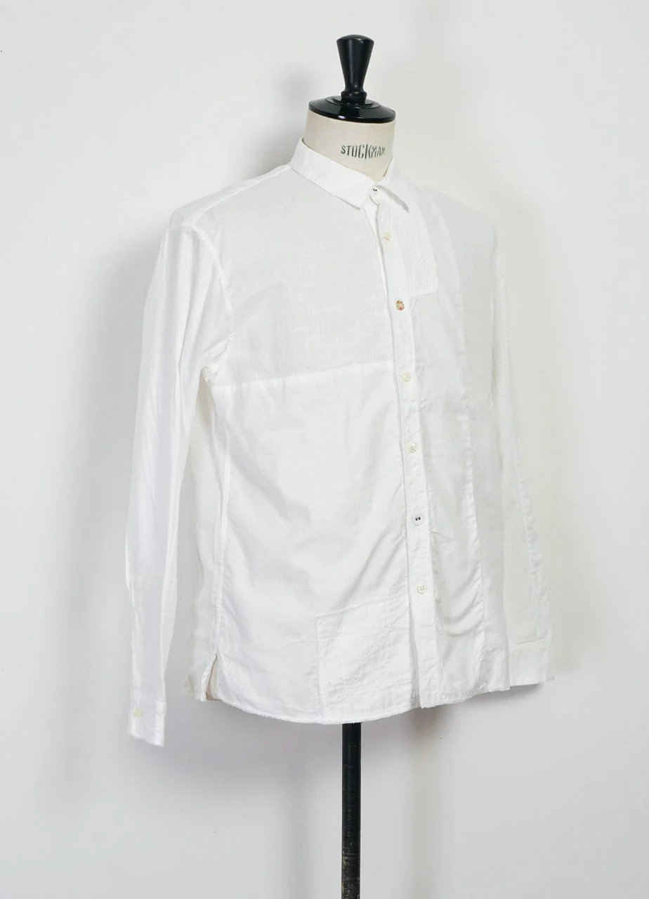 KATMANDU | Cotton & Linen Patchwork Shirt | White - Image 2