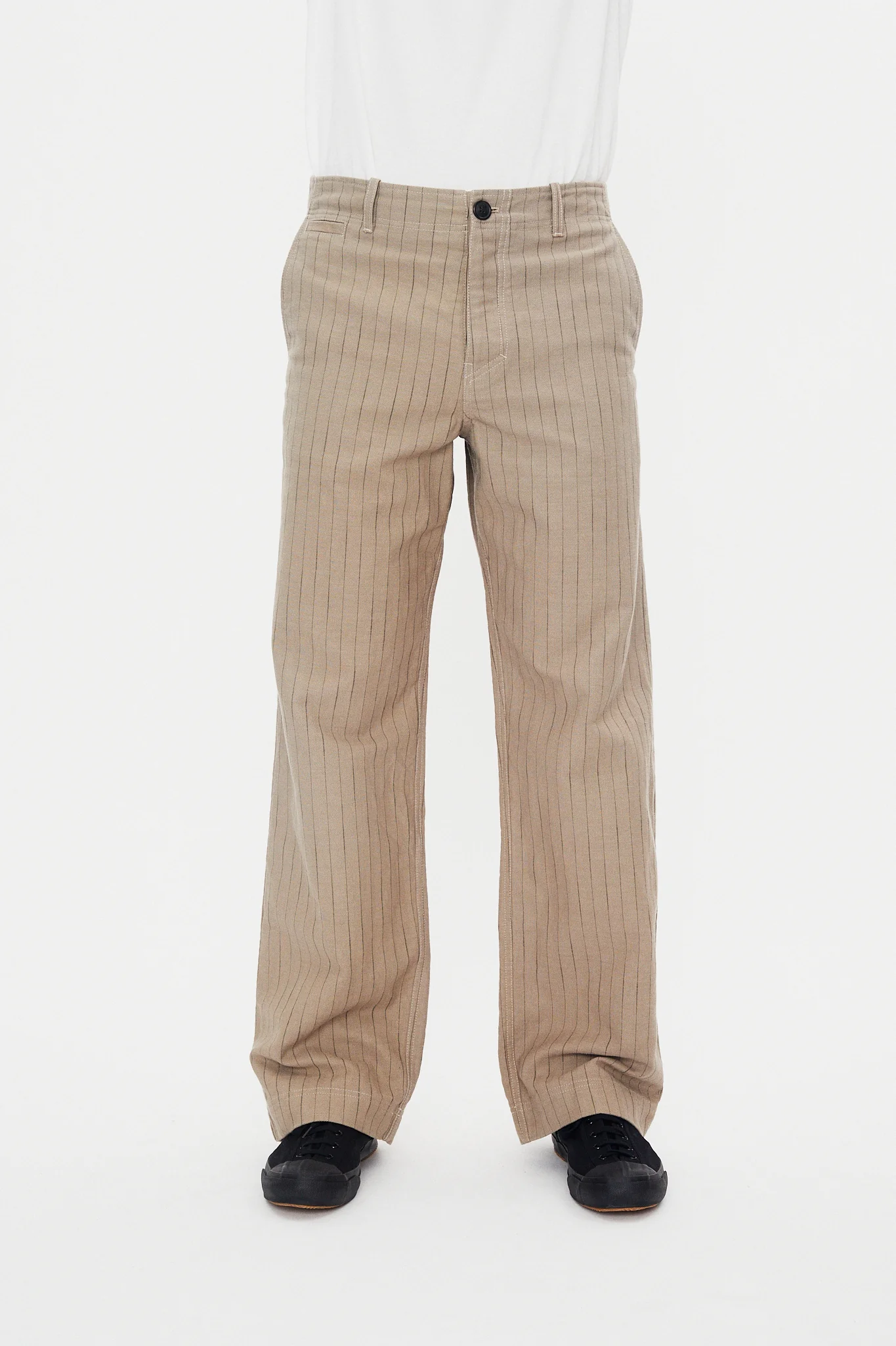 KELD 31-57-5 | Straight Cut Trousers | Beige Herringbone Pin - Image 2
