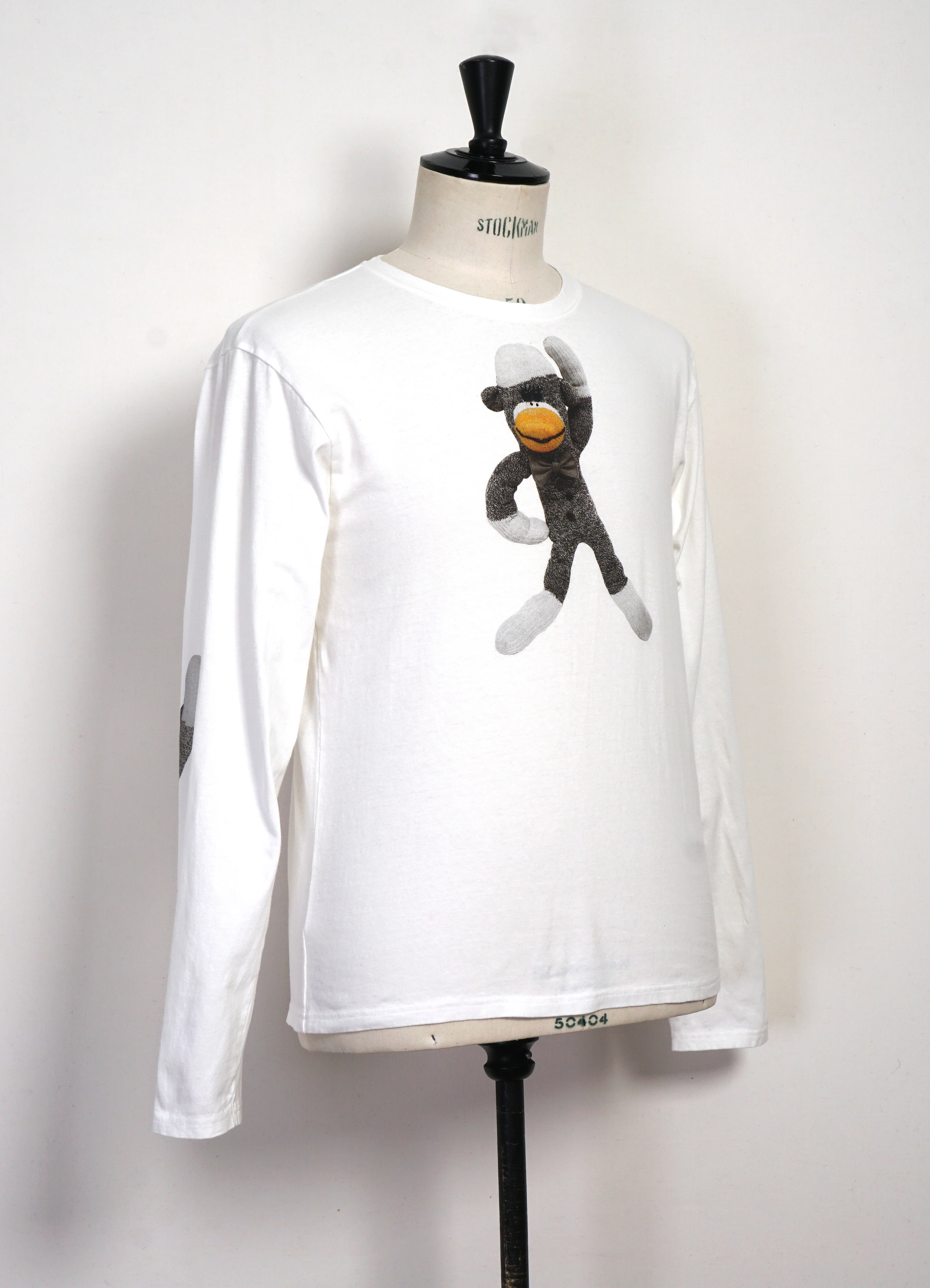 KINECHISAKU | 20/- Long Sleeve Jersey Crewneck | White - Image 2