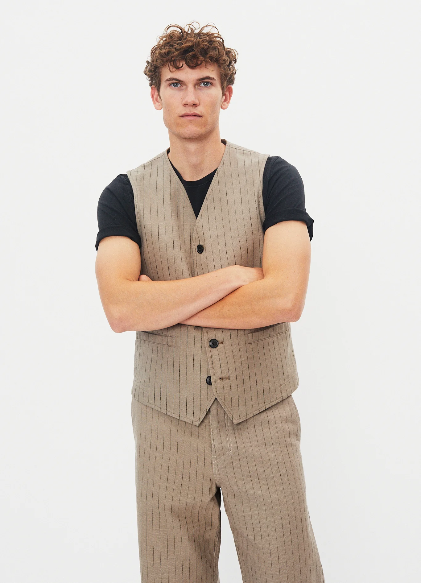 KNUD 31-57-5 | Casual Waistcoat | Beige Herringbone Pin - Image 2