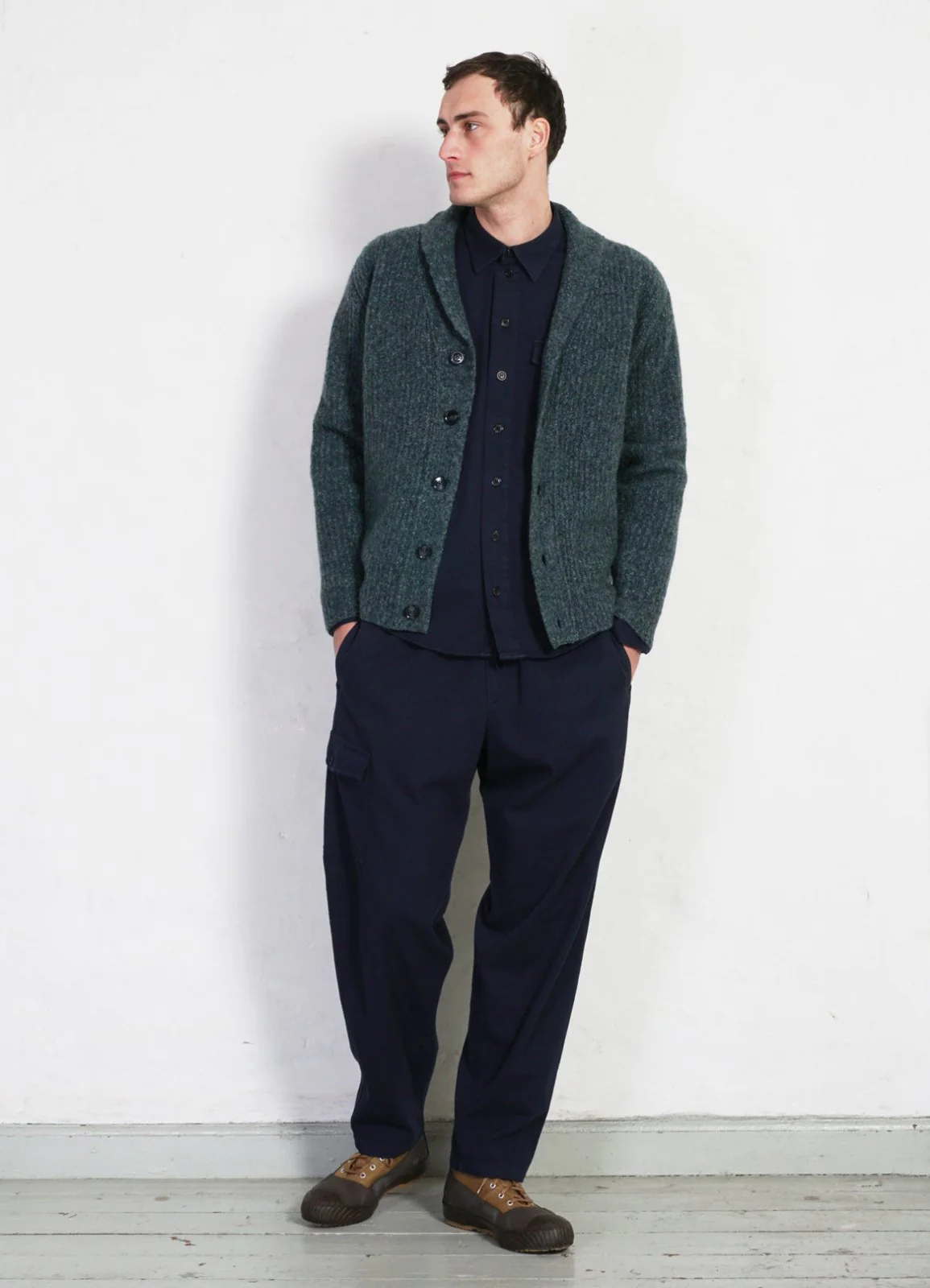 LARSEN | Shawl Collar Cardigan | Petrolium - Image 2