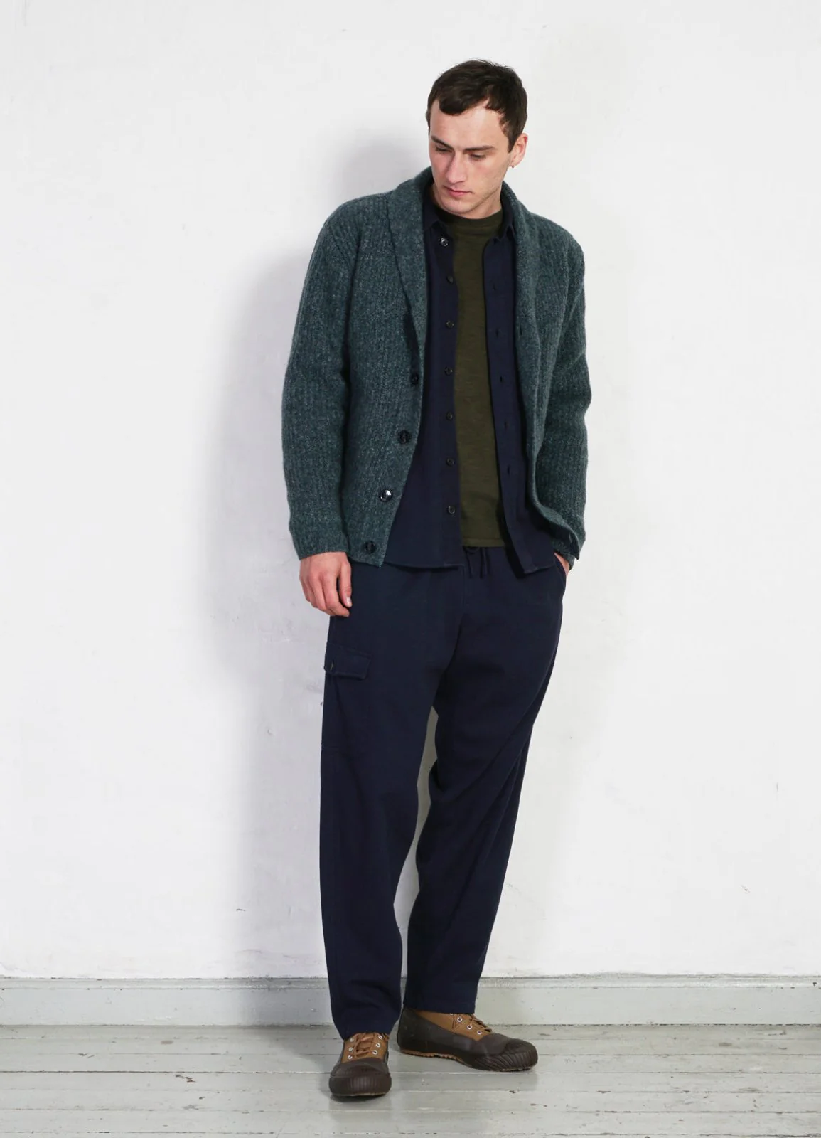 LARSEN | Shawl Collar Cardigan | Petrolium - Image 3