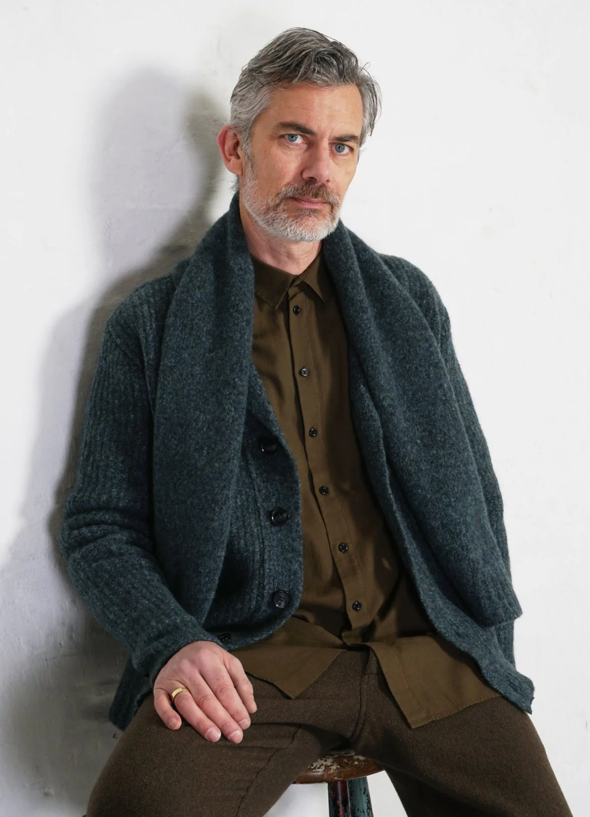 LARSEN | Shawl Collar Cardigan | Petrolium - Image 7