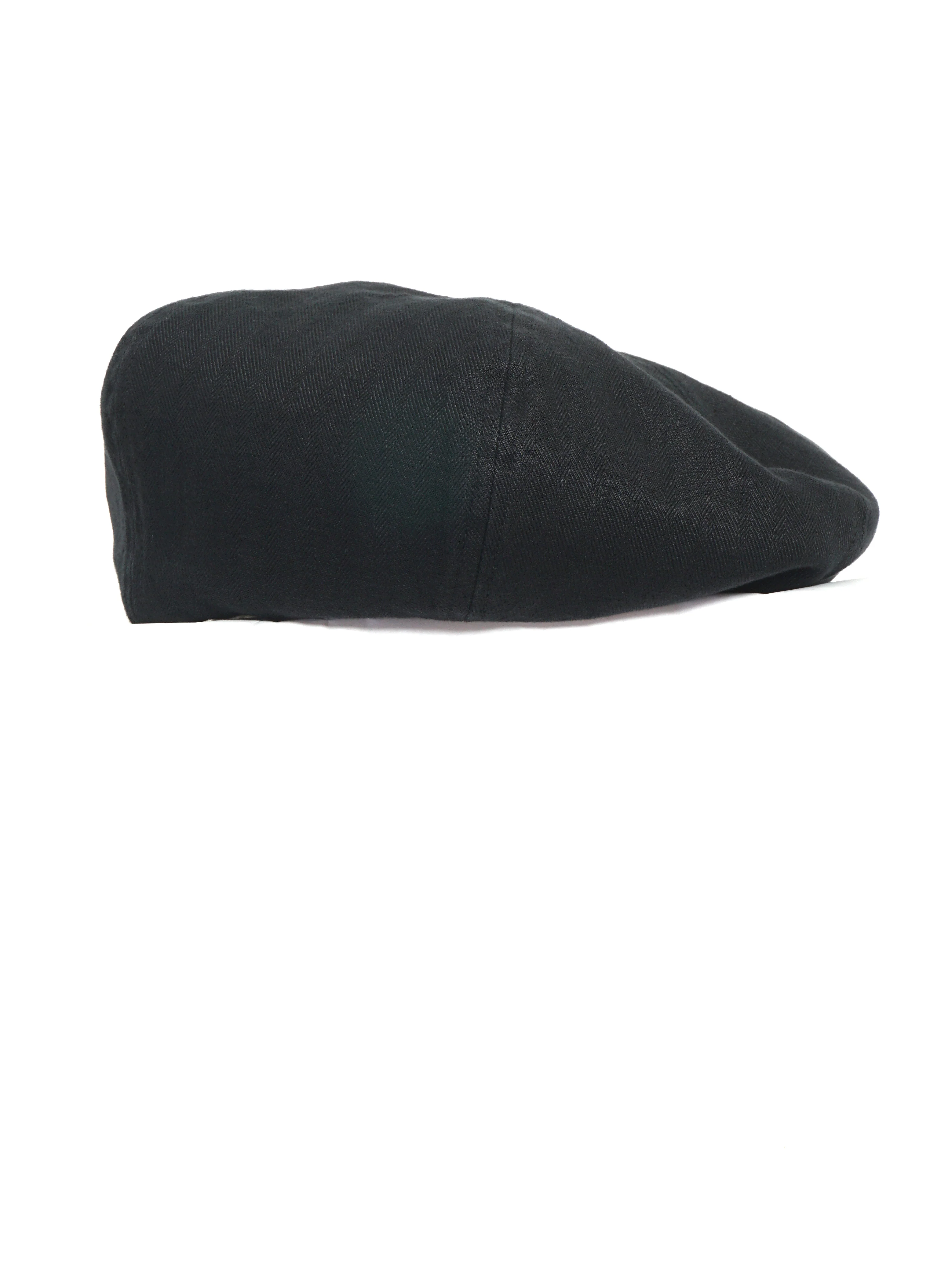 Linen Herringbone Beret | Black